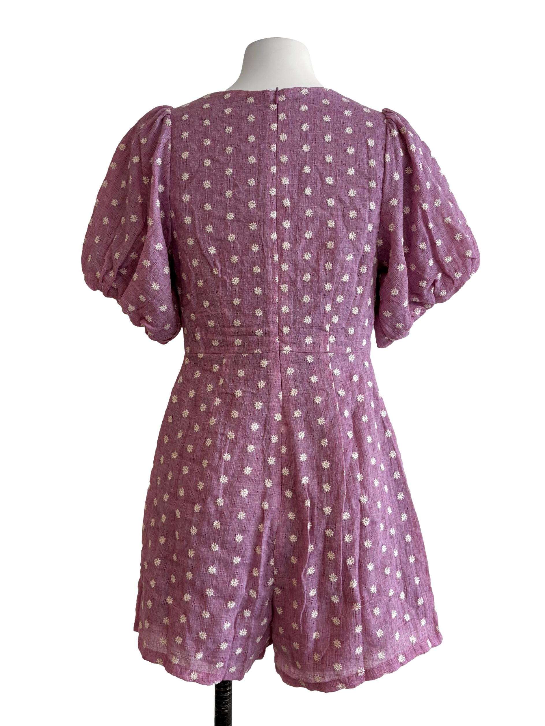 Taffy Pink Embroidered Romper