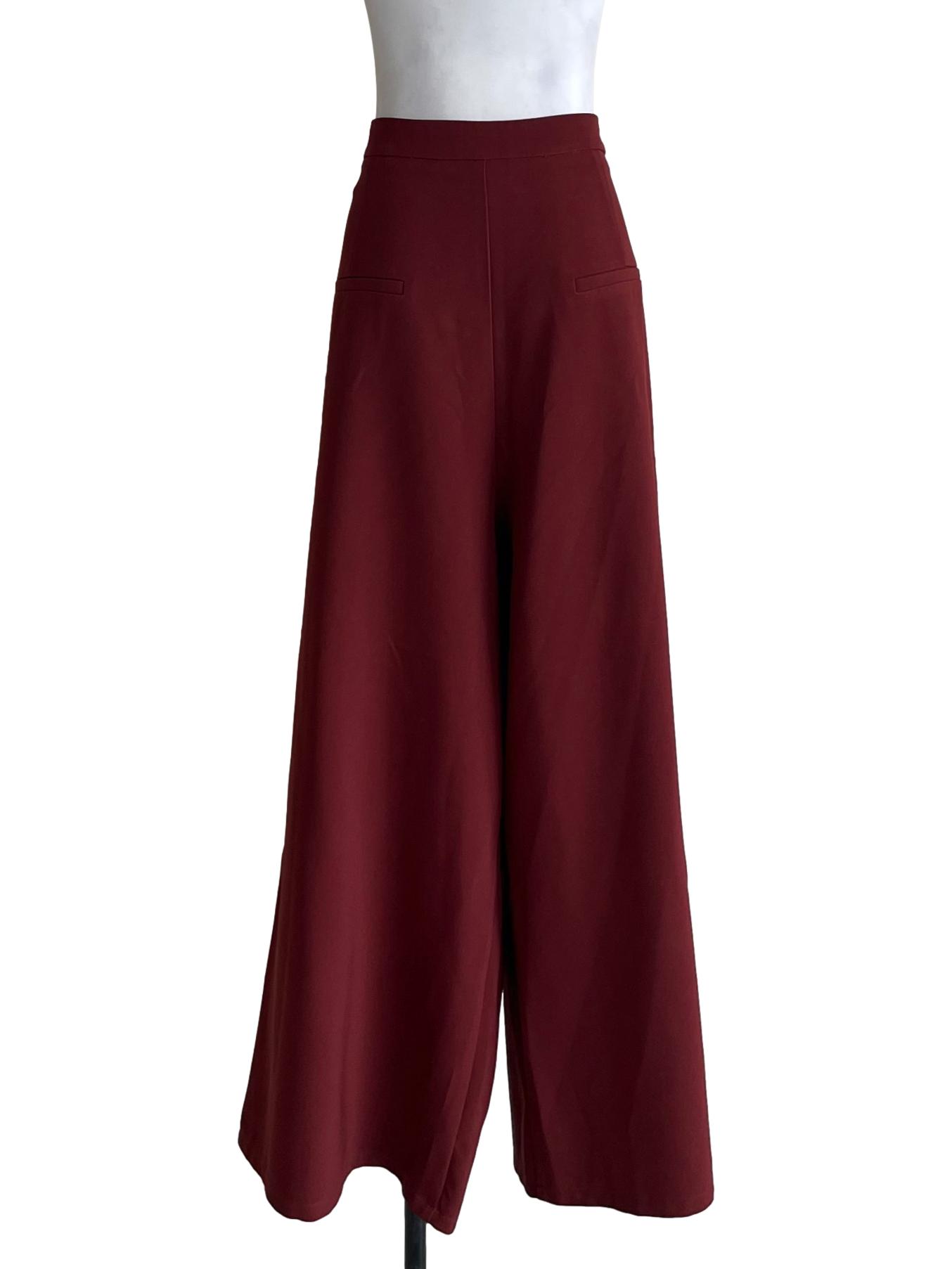 Brick Red Plain Formal Pants