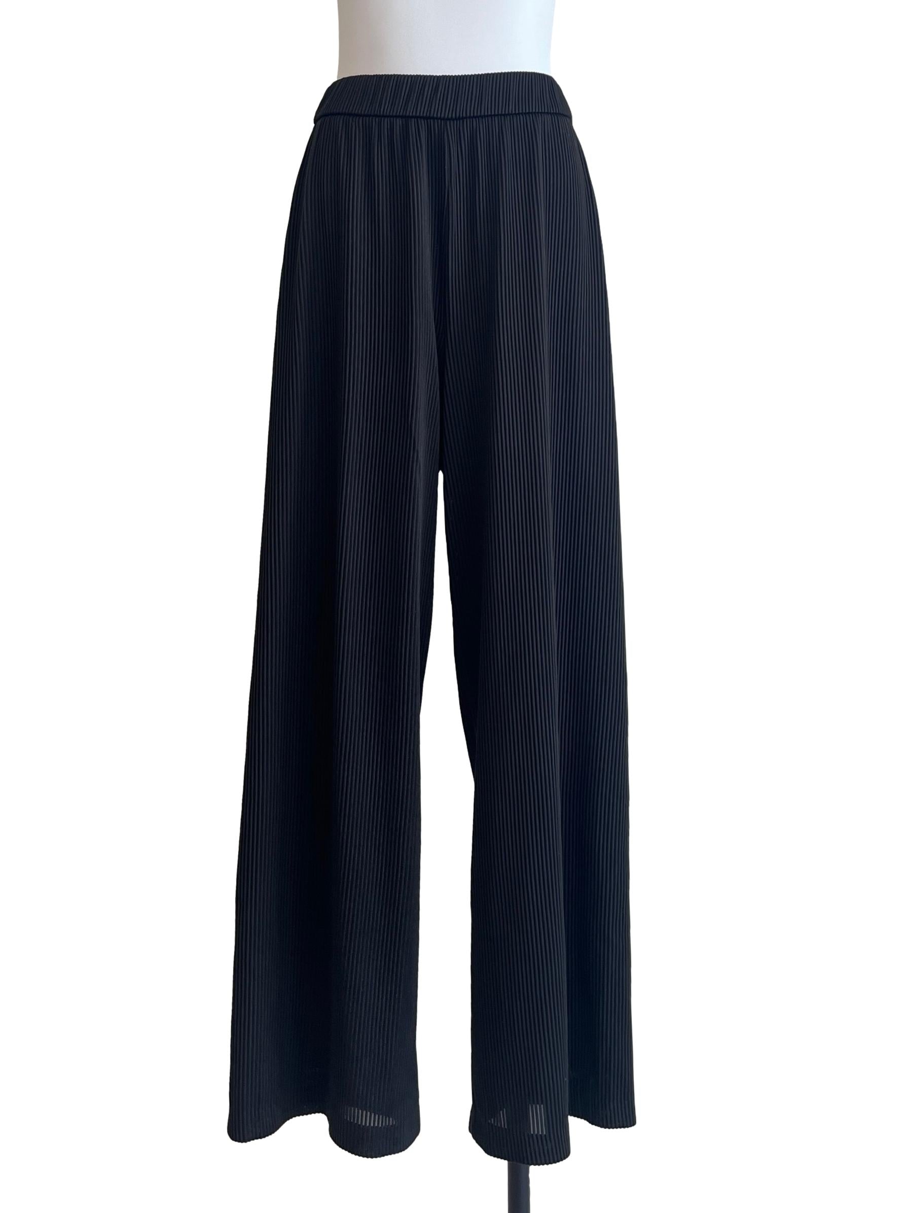 Jet Black Pleated Wide Leg Pants