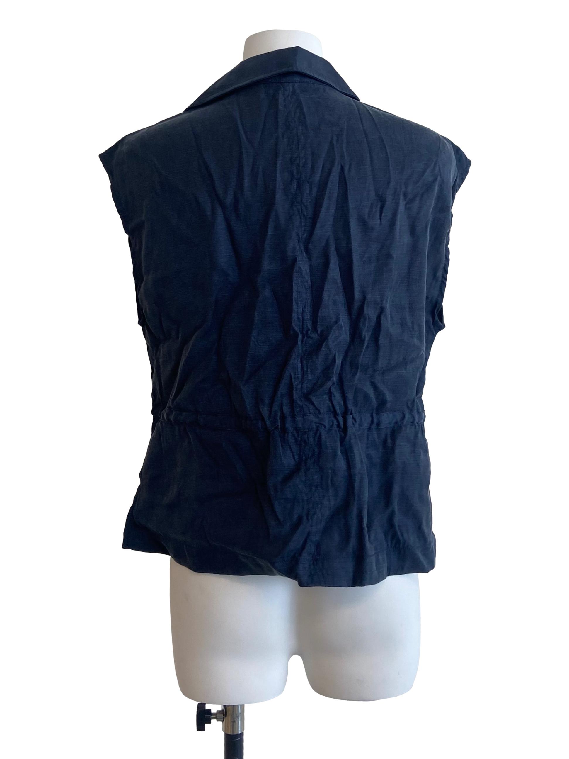 Navy Viscose Cap-Sleeve Blouse OSN
