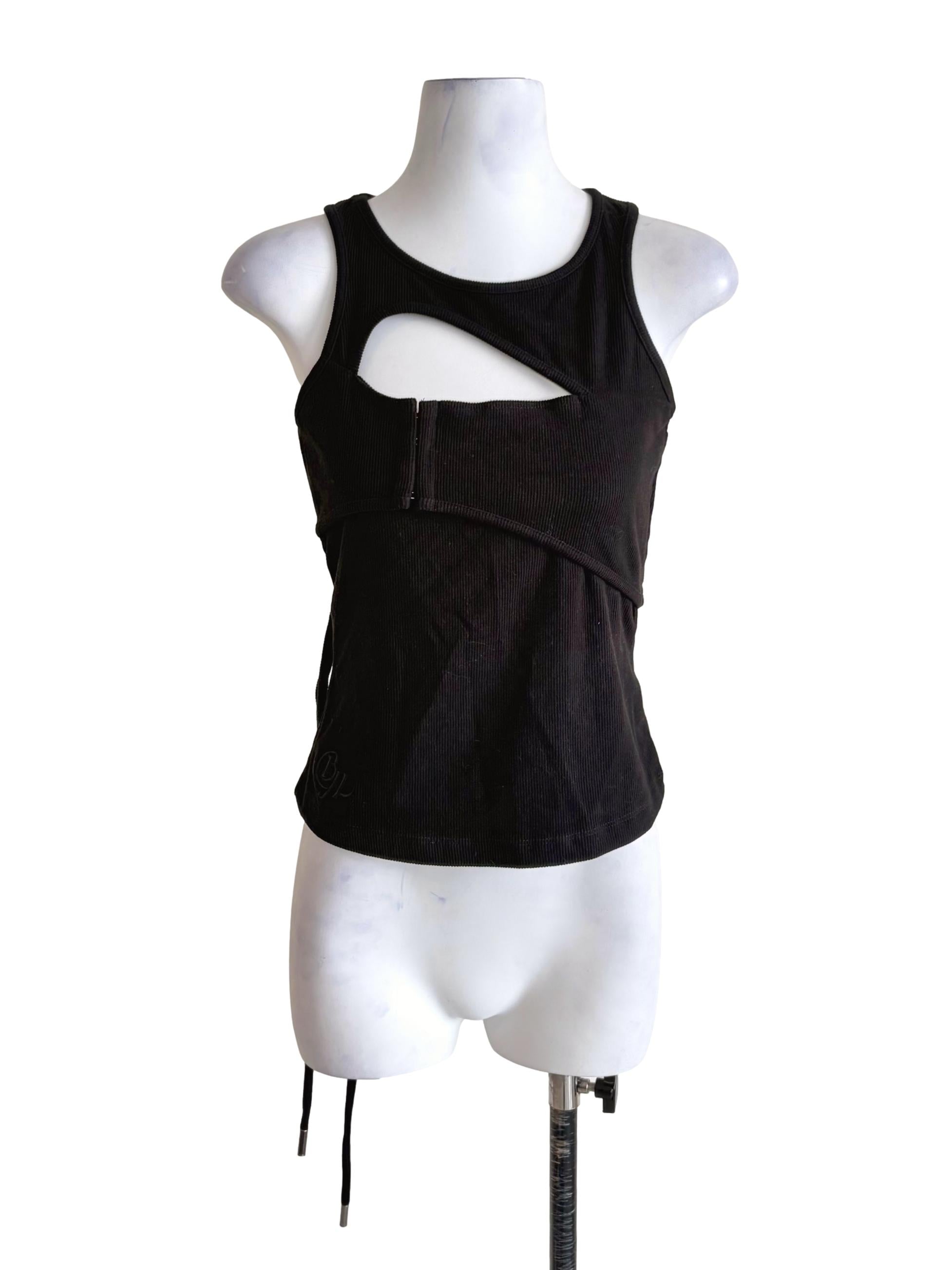 Black Asymmetrical Cut-Out Tank Top