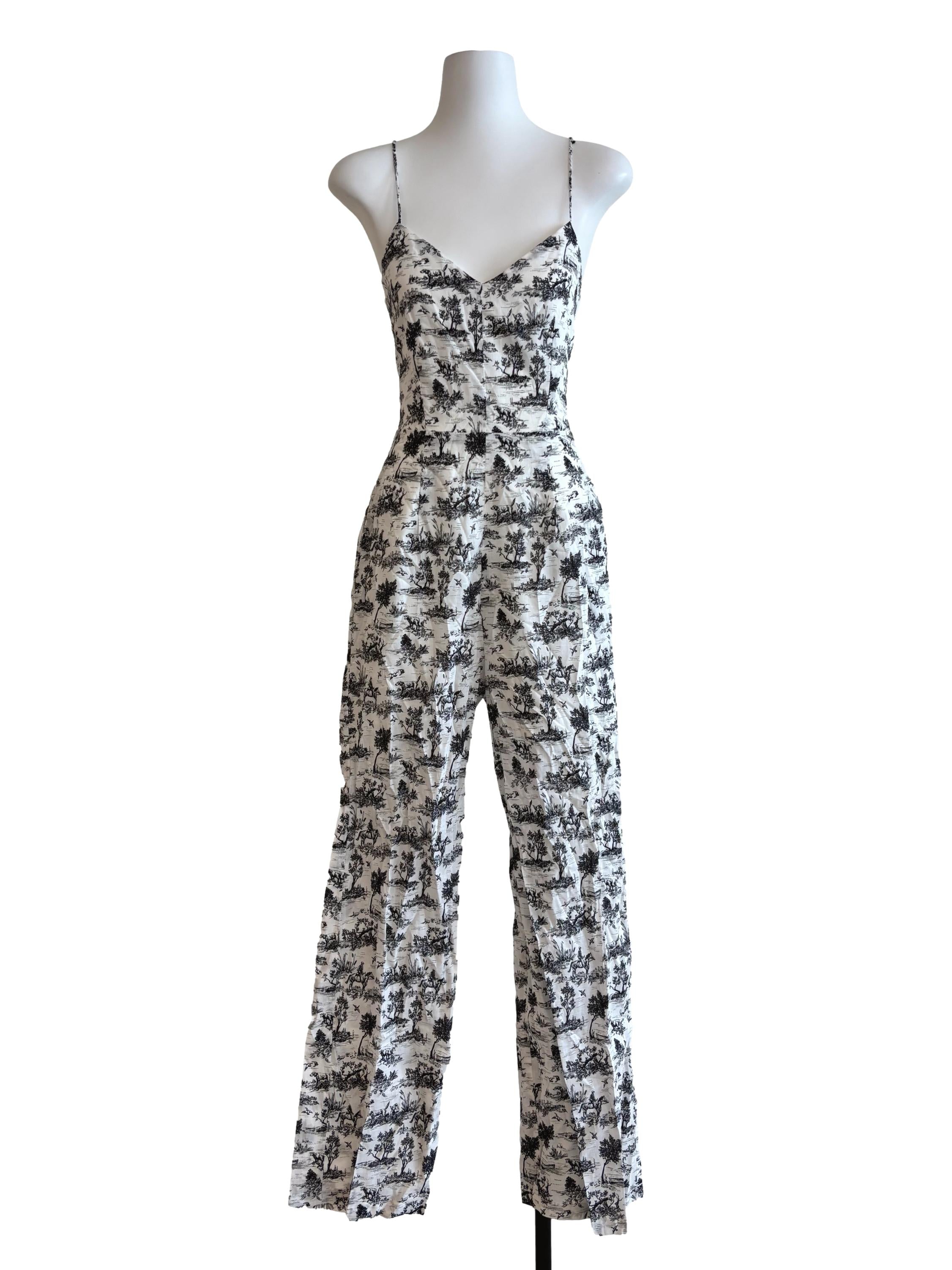 Black And White Printed Cami Jumpsuit