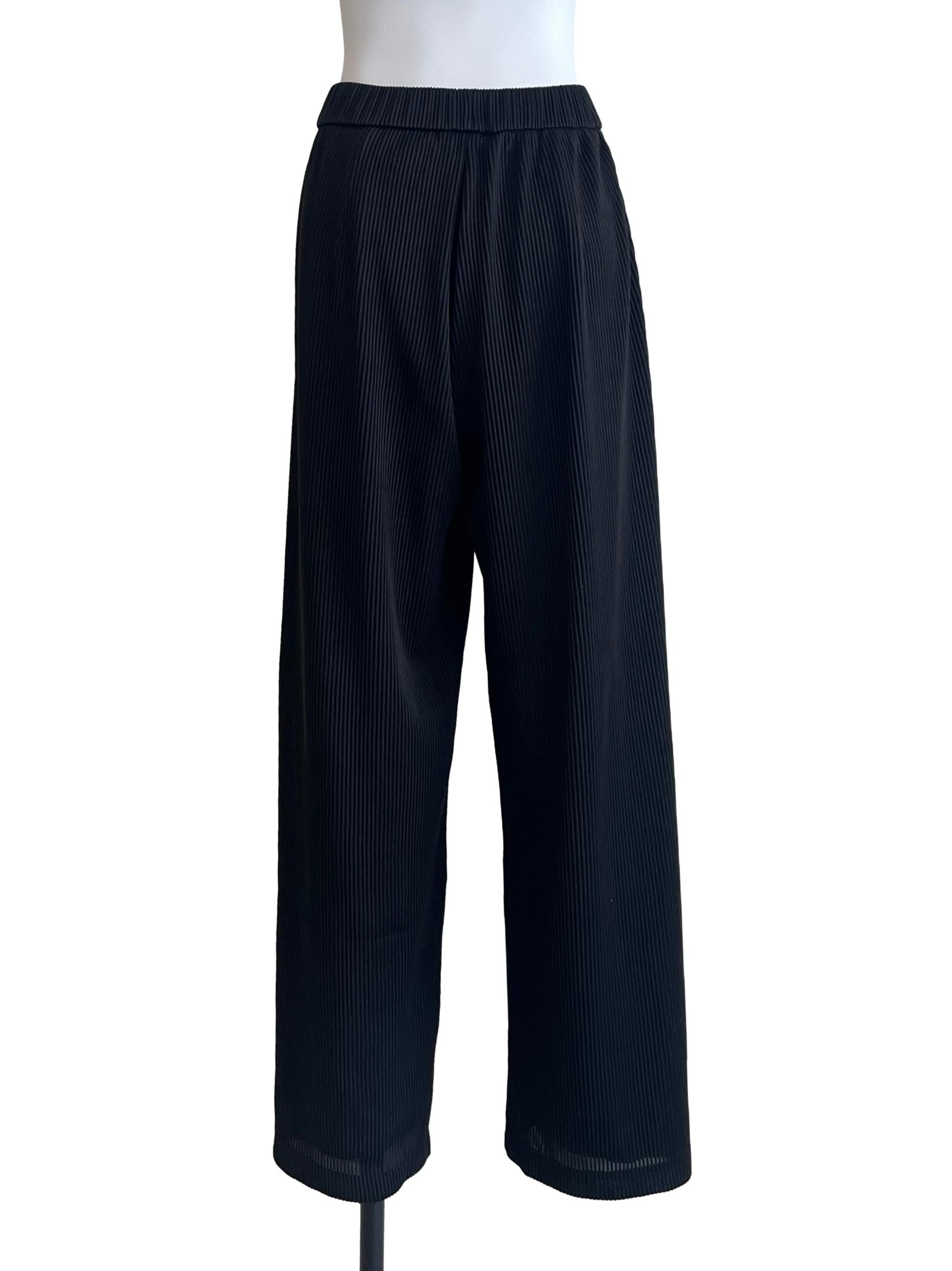 Jet Black Pleated Wide Leg Pants