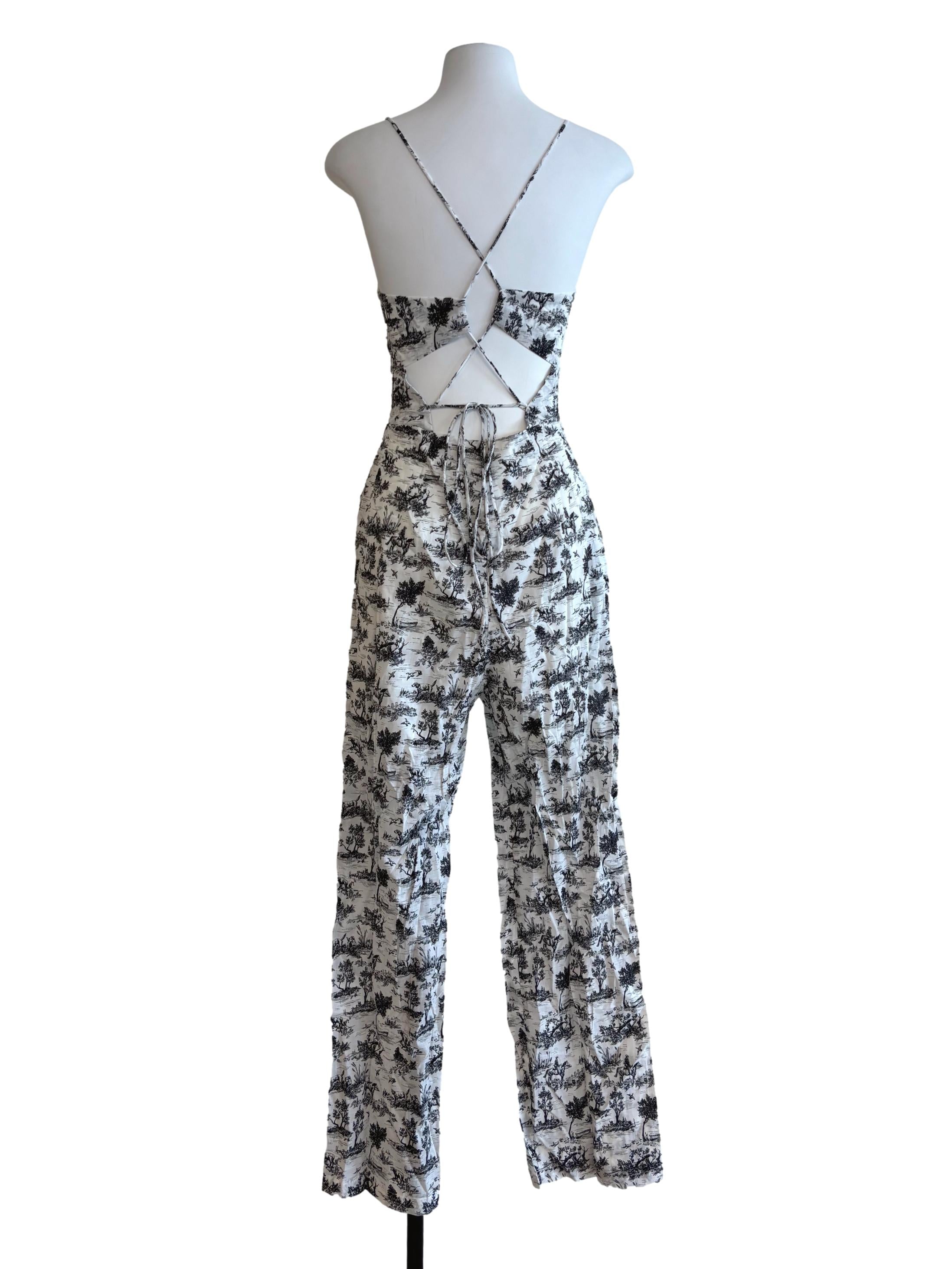 Black And White Printed Cami Jumpsuit