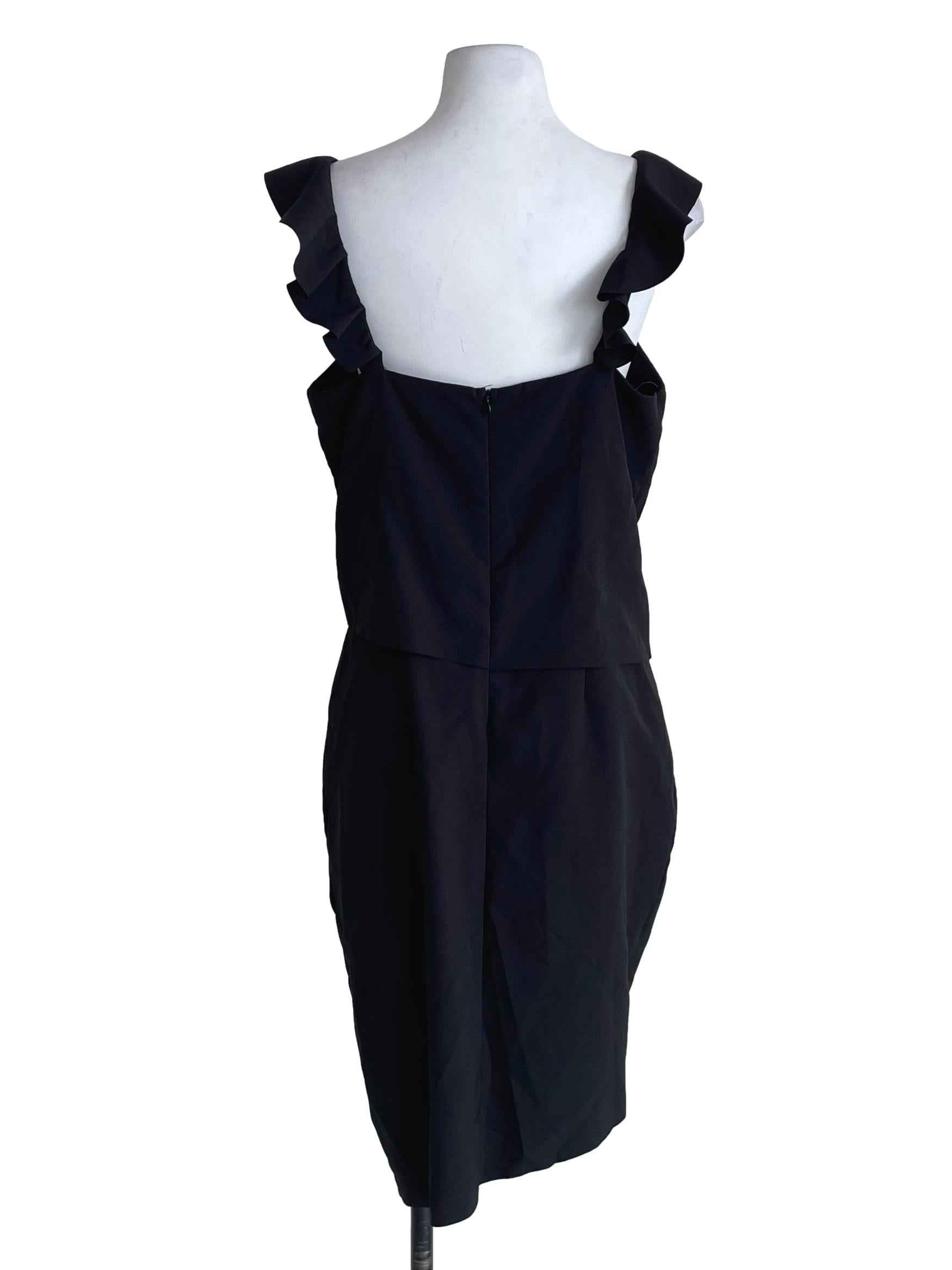 Charcoal Black Ruffle Strap Slip Dress