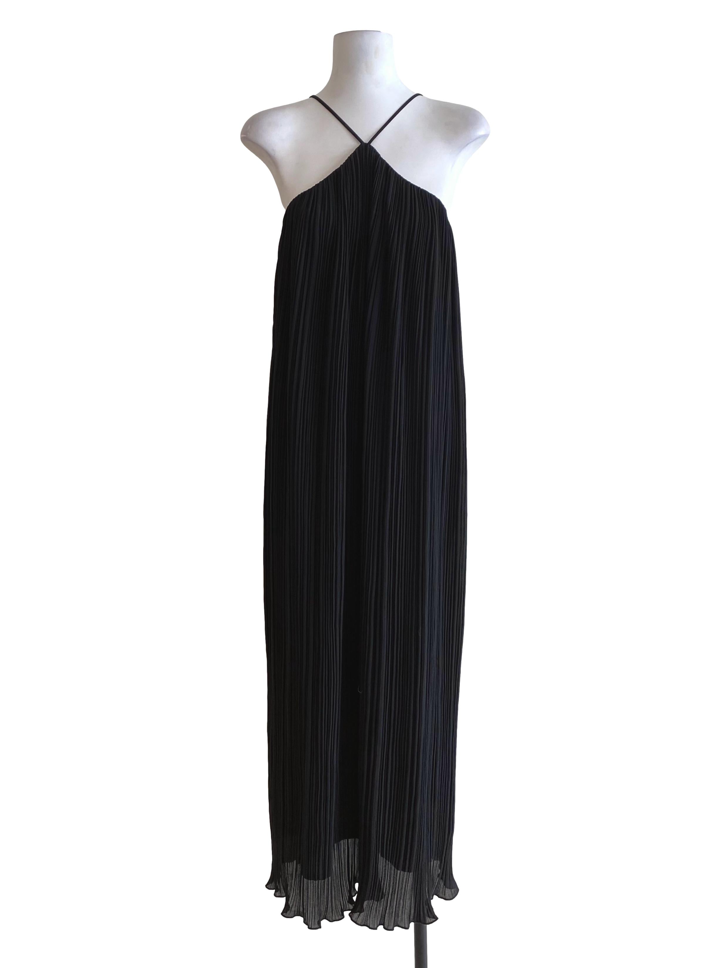 Obsidian Black Pleated Halter Dress