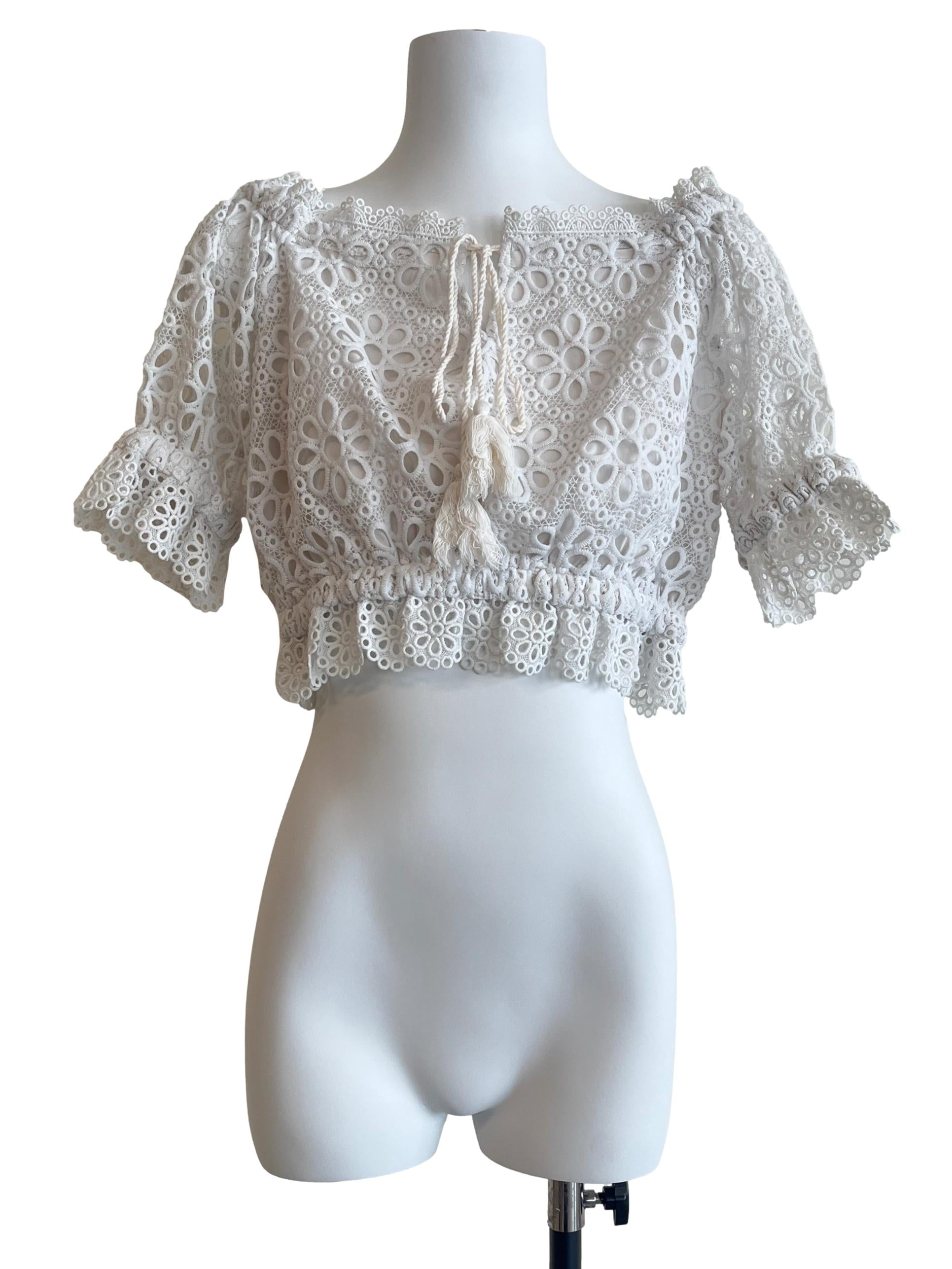 Daisy White Off Shoulder Puff Sleeve Top