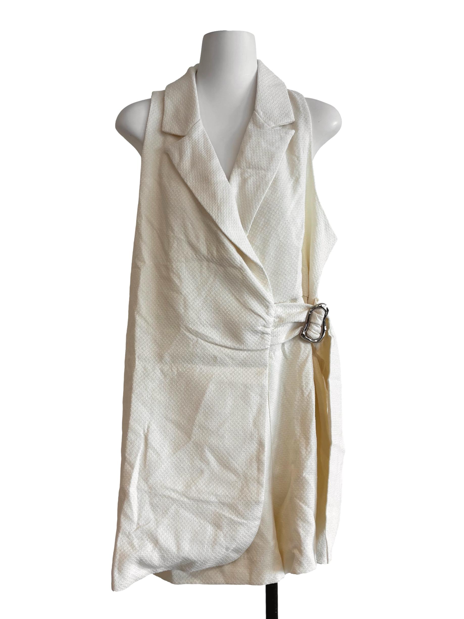 Alabaster White Collared Romper