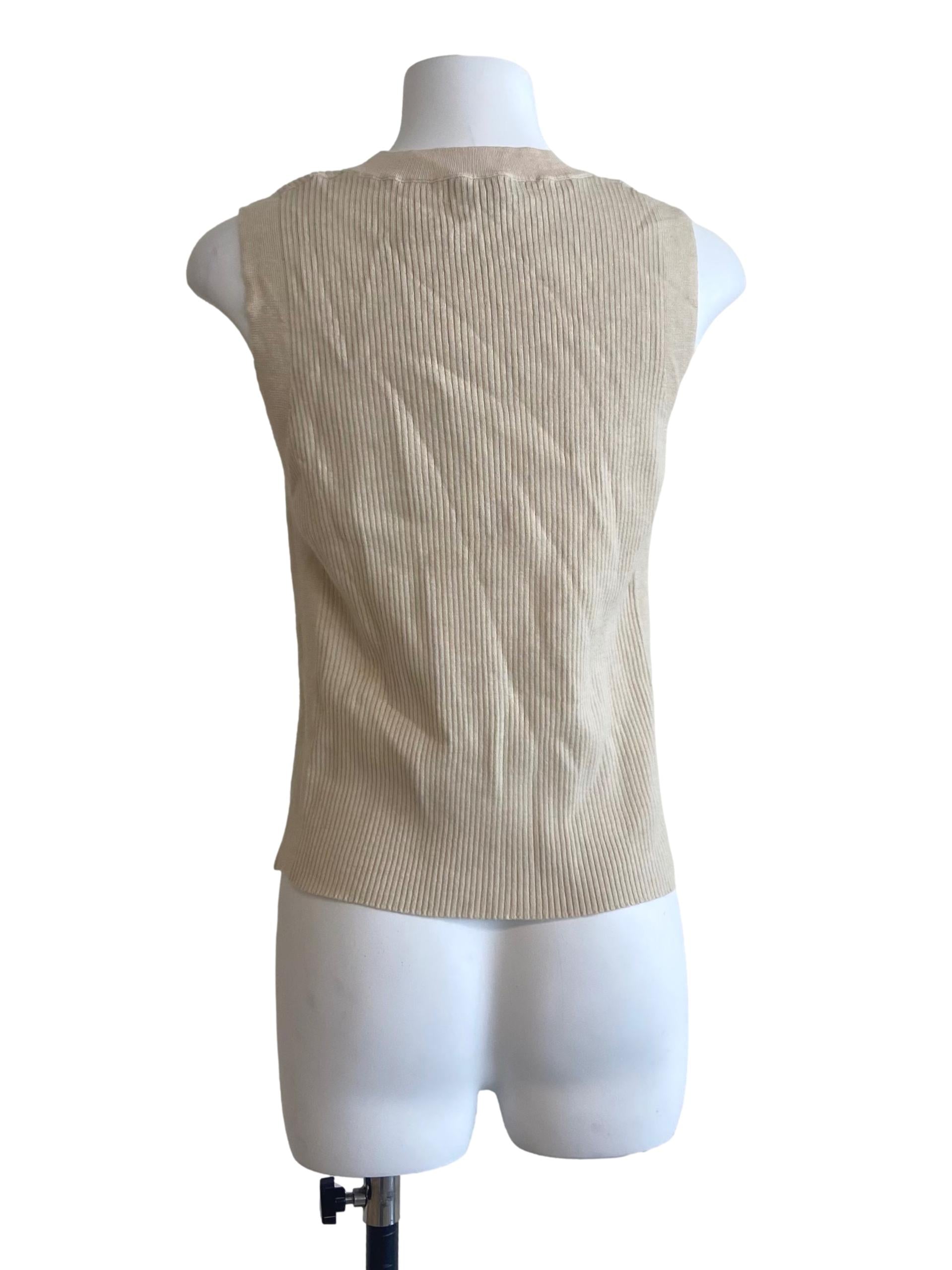 Parchment Beige Sleeveless Pencil Stripe Top