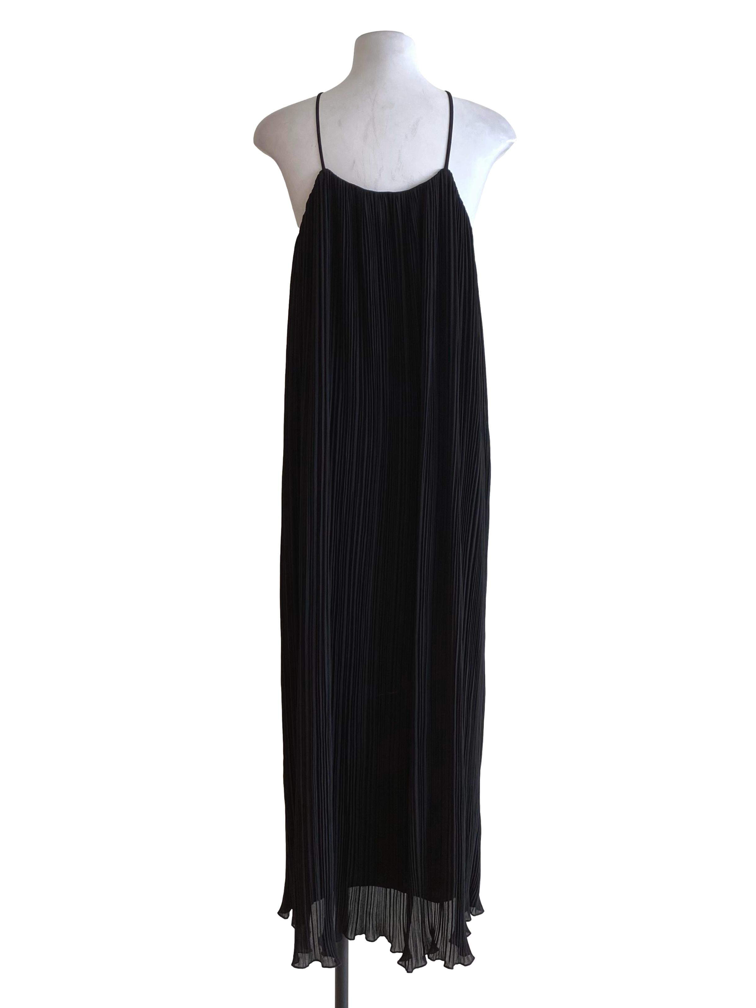 Obsidian Black Pleated Halter Dress