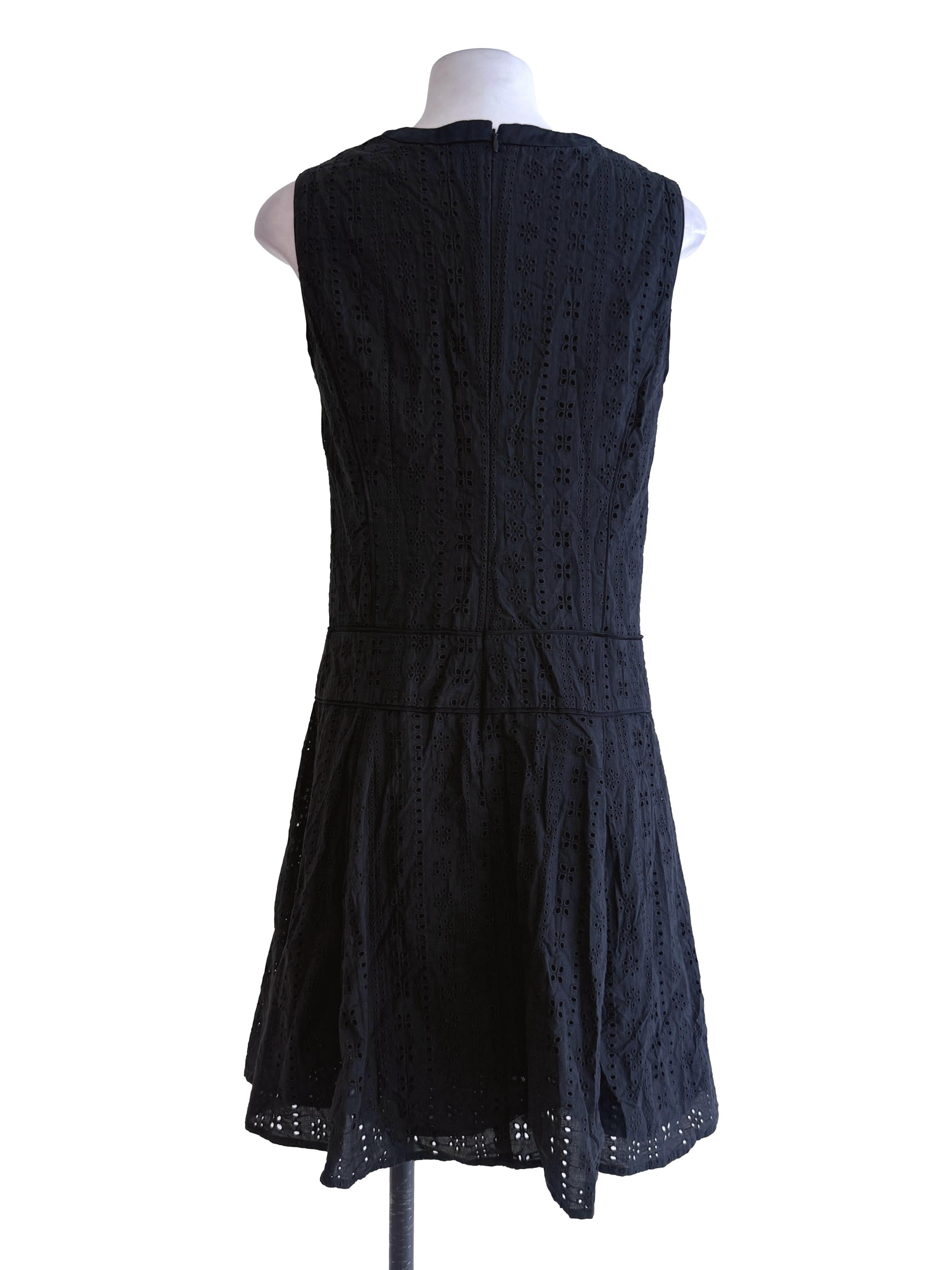 Black Embroidery Down Waist Dress