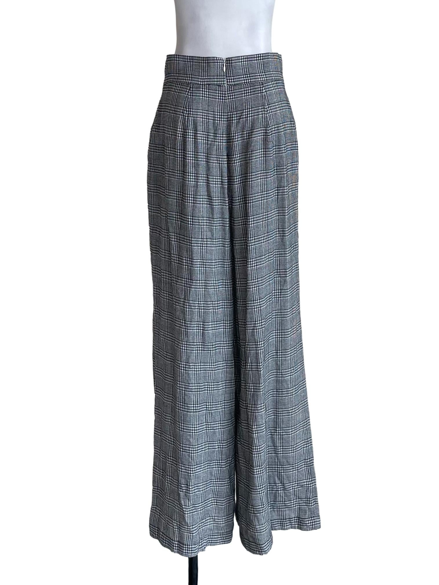 Grey Check Front Knot Pants