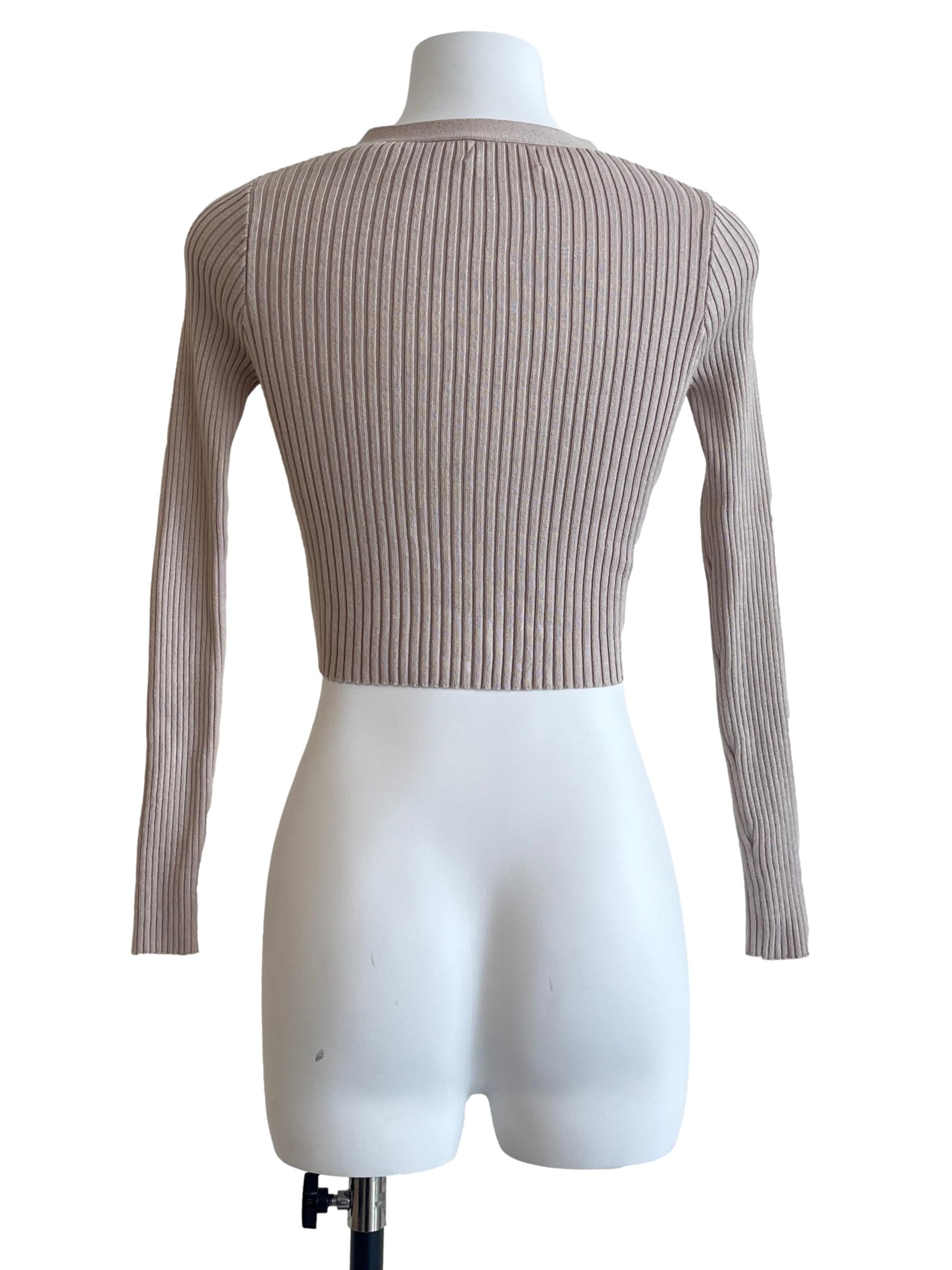 Taupe Brown Long Sleeve Cropped Cardigan