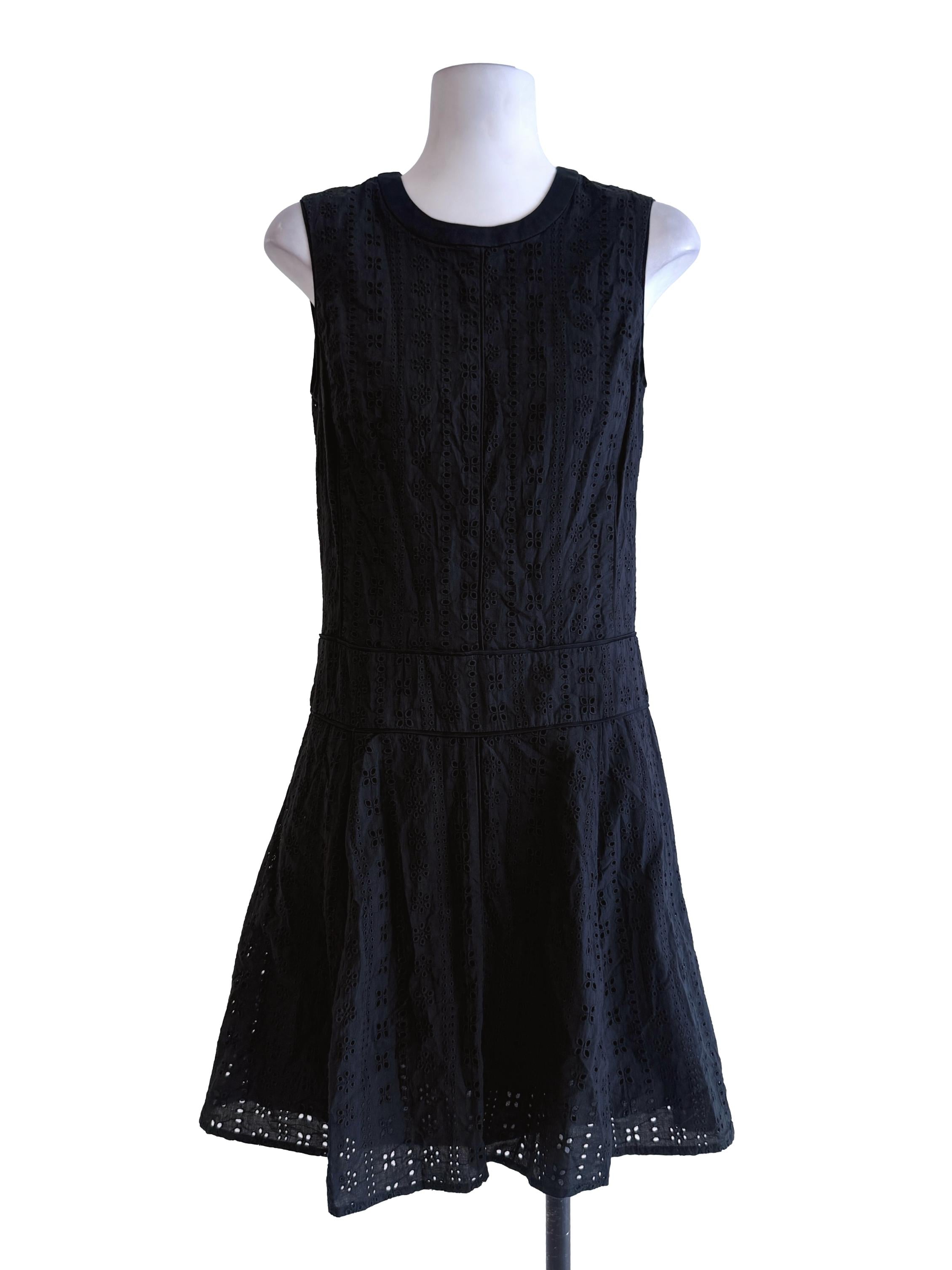 Black Embroidery Down Waist Dress