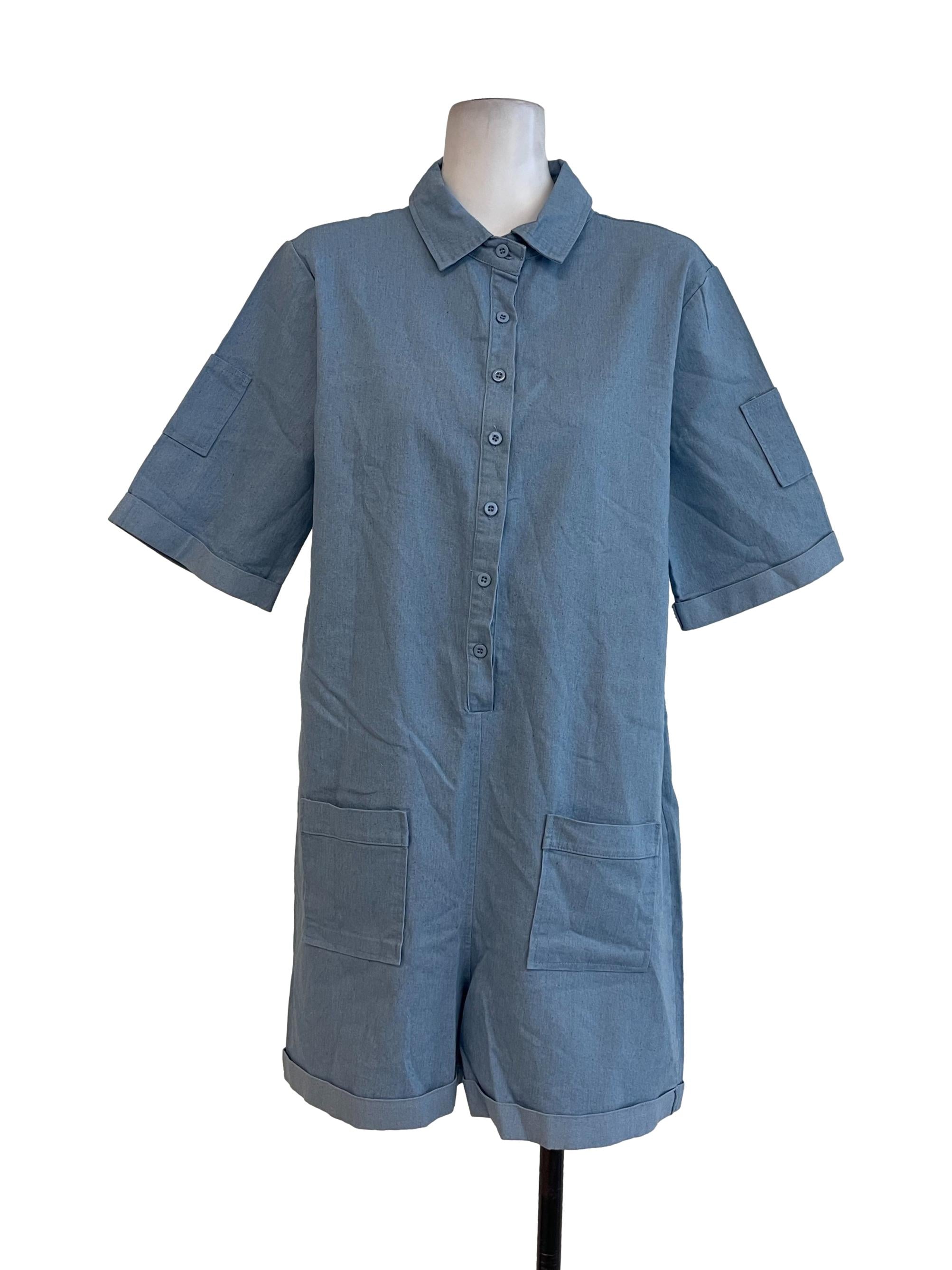 Frost Blue Shirt Jumpsuits