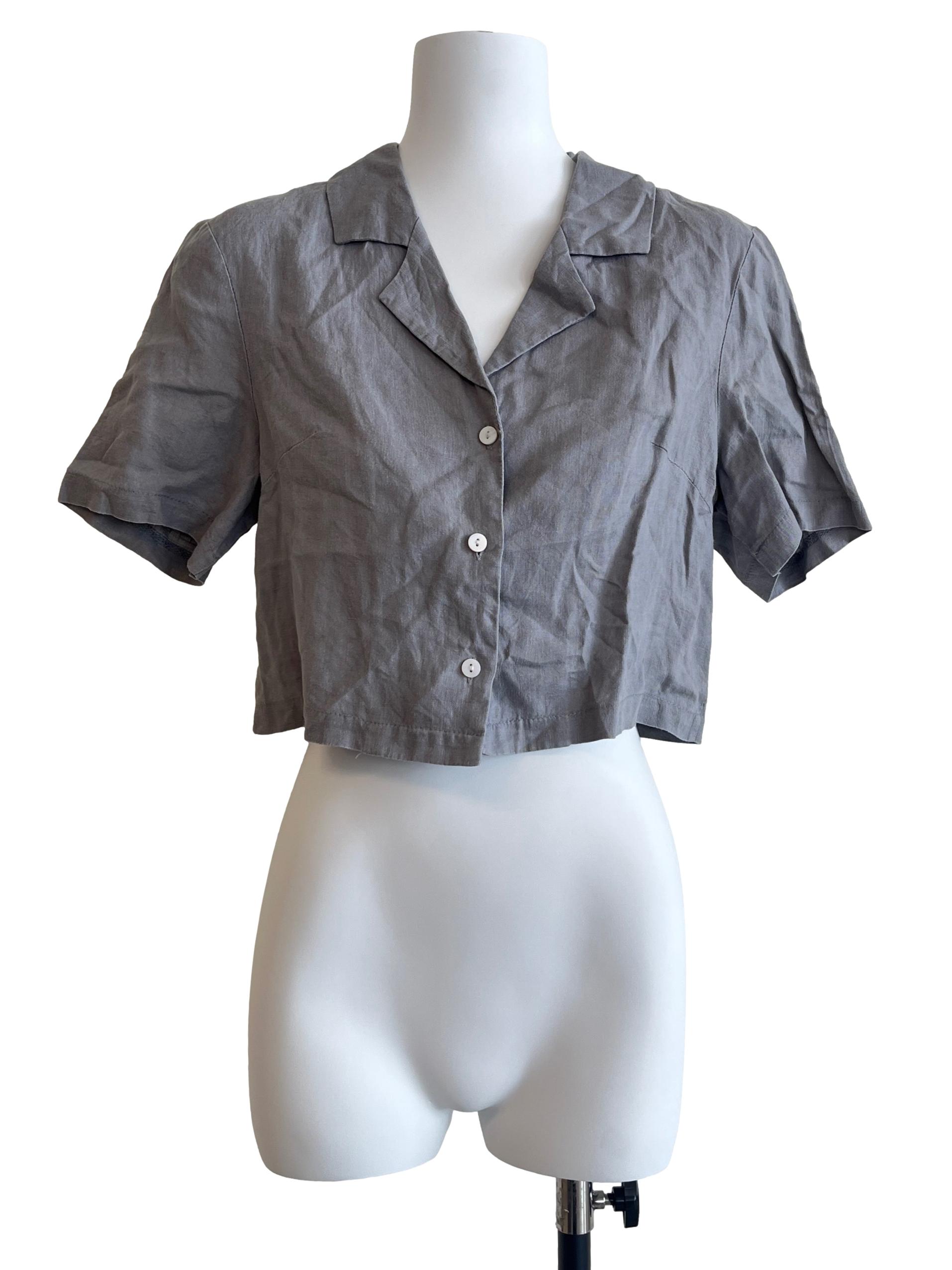 Dove Grey Short Sleeve Crooped Top