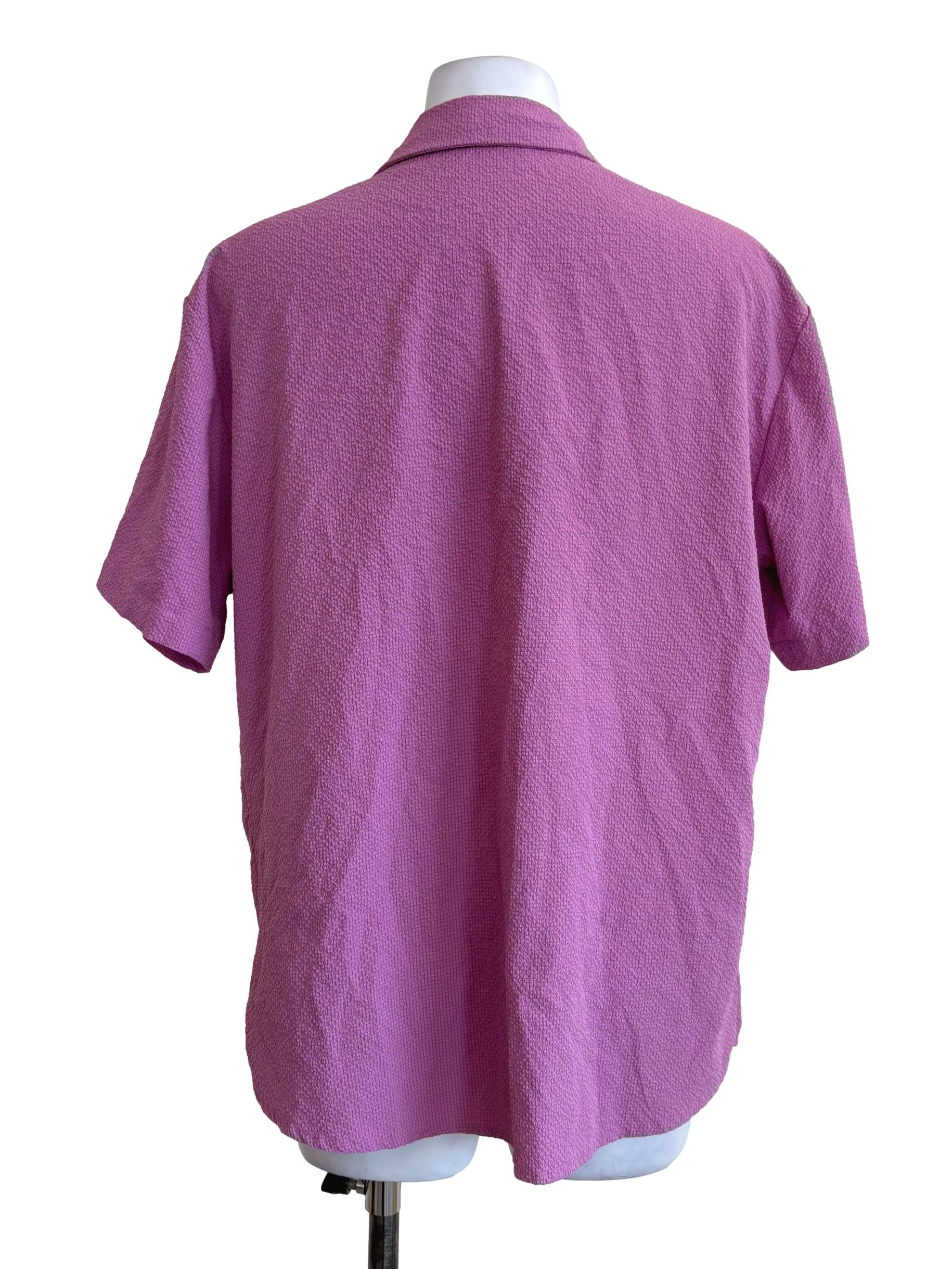Lilac Crinkle Button Up Short Sleeve Shirt