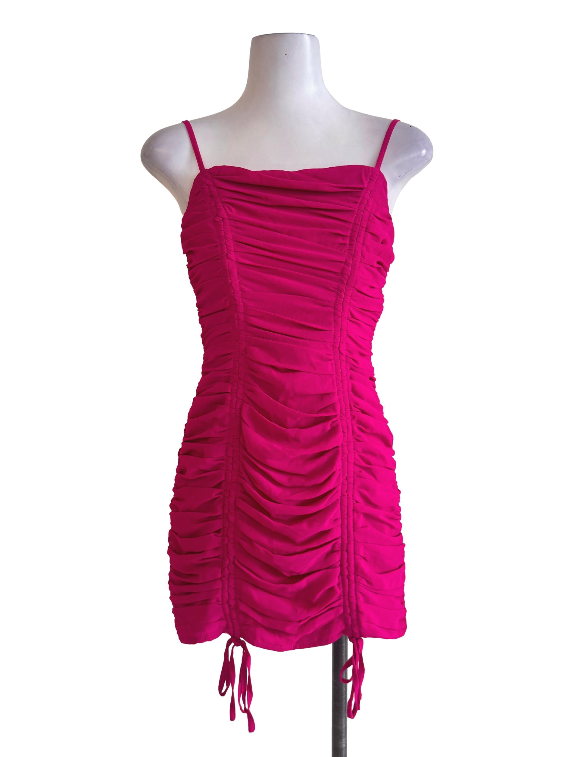 Magenta Pink Ruched Dress YHF