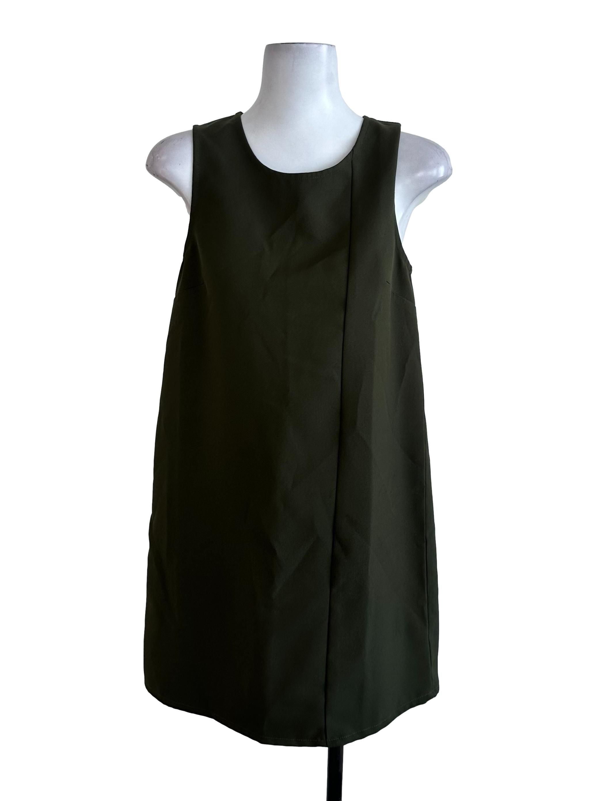 Olive Green Plain Tunic Dress