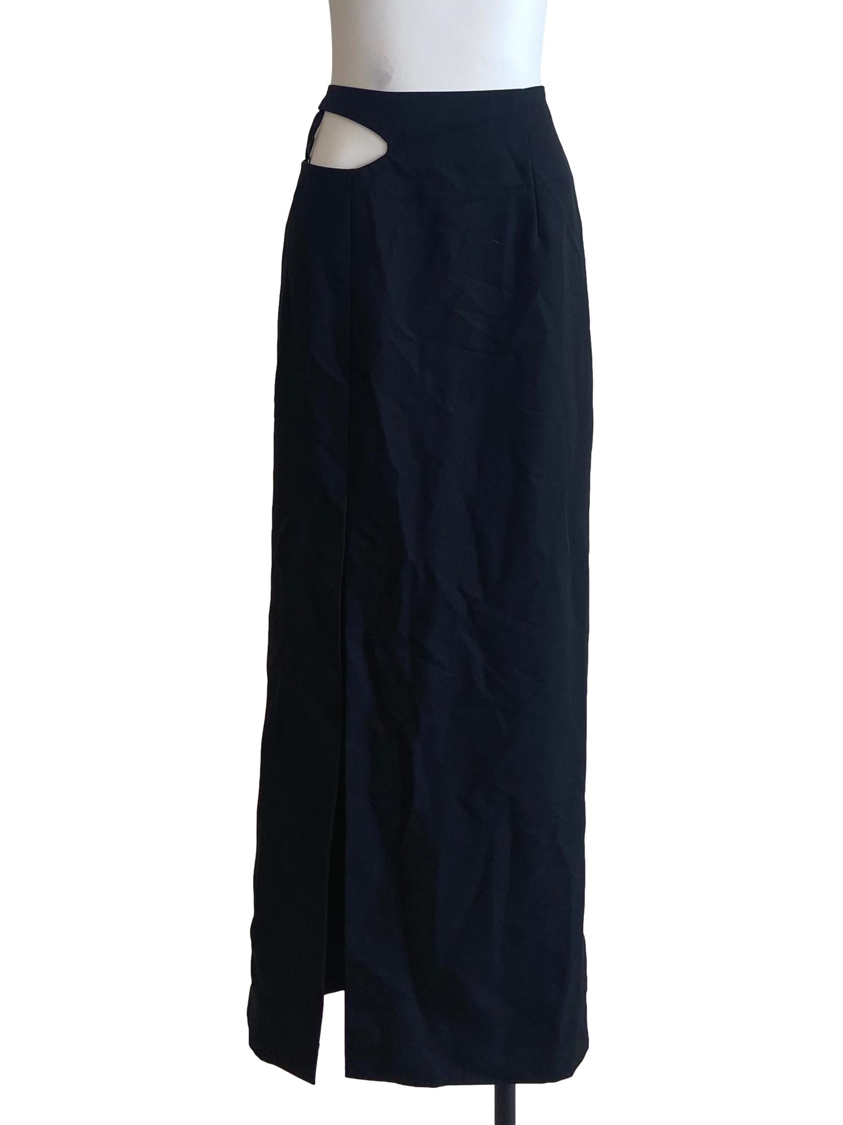 Black Twill Slit Highwaist Skirt