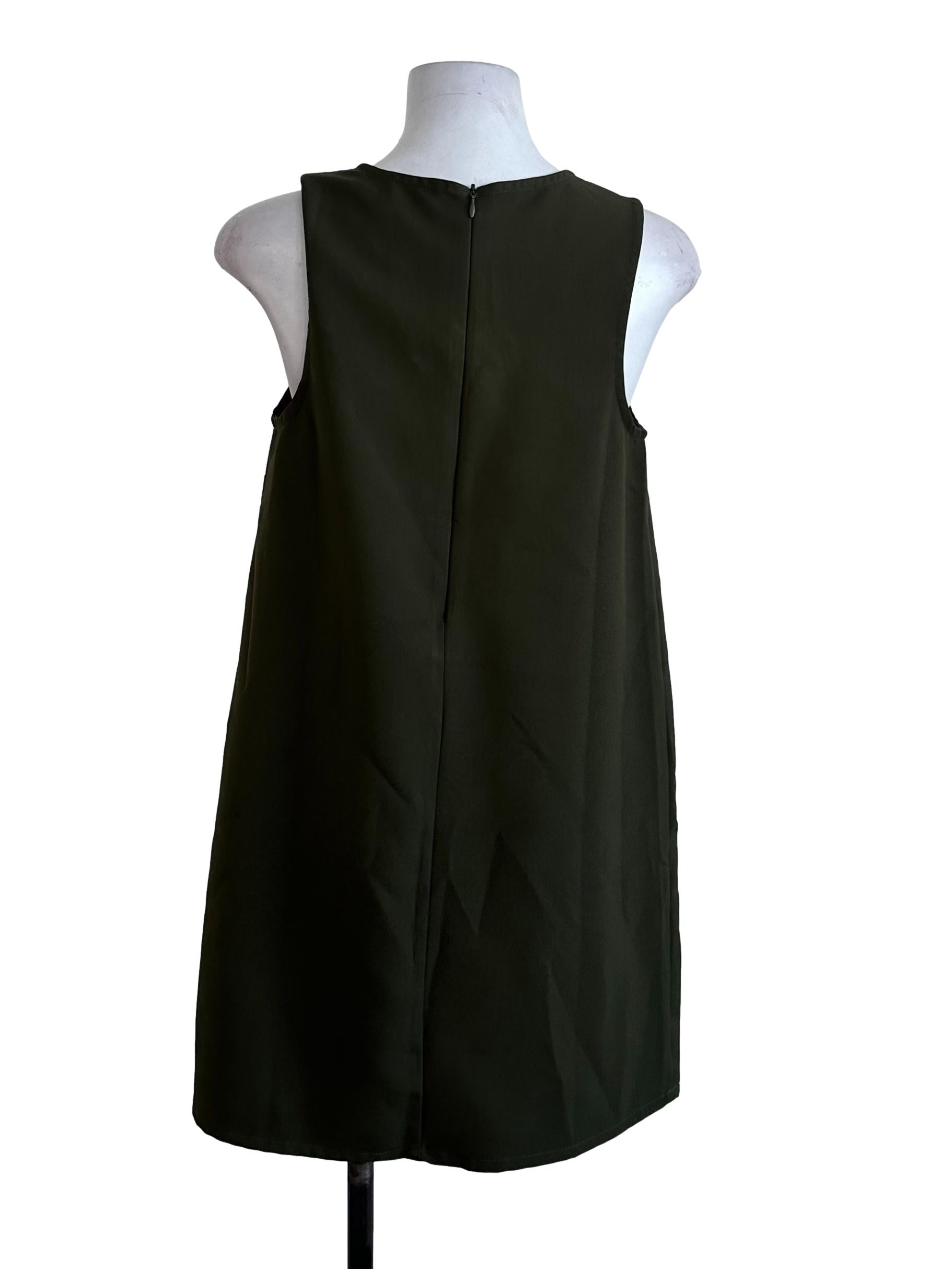 Olive Green Plain Tunic Dress