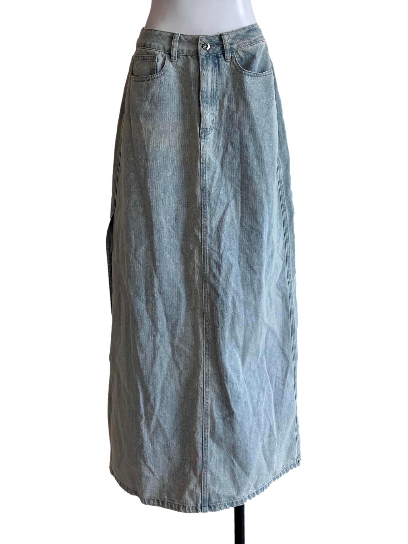 Light Wash Denim A-Line Skirt