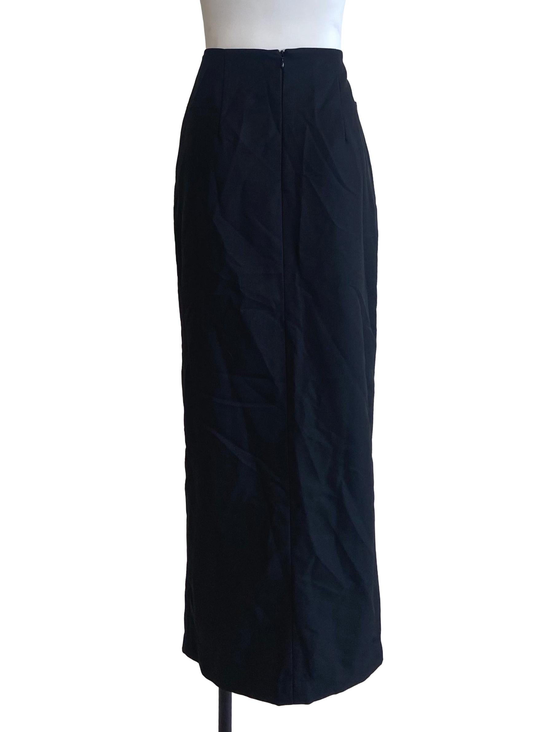 Black Twill Slit Highwaist Skirt