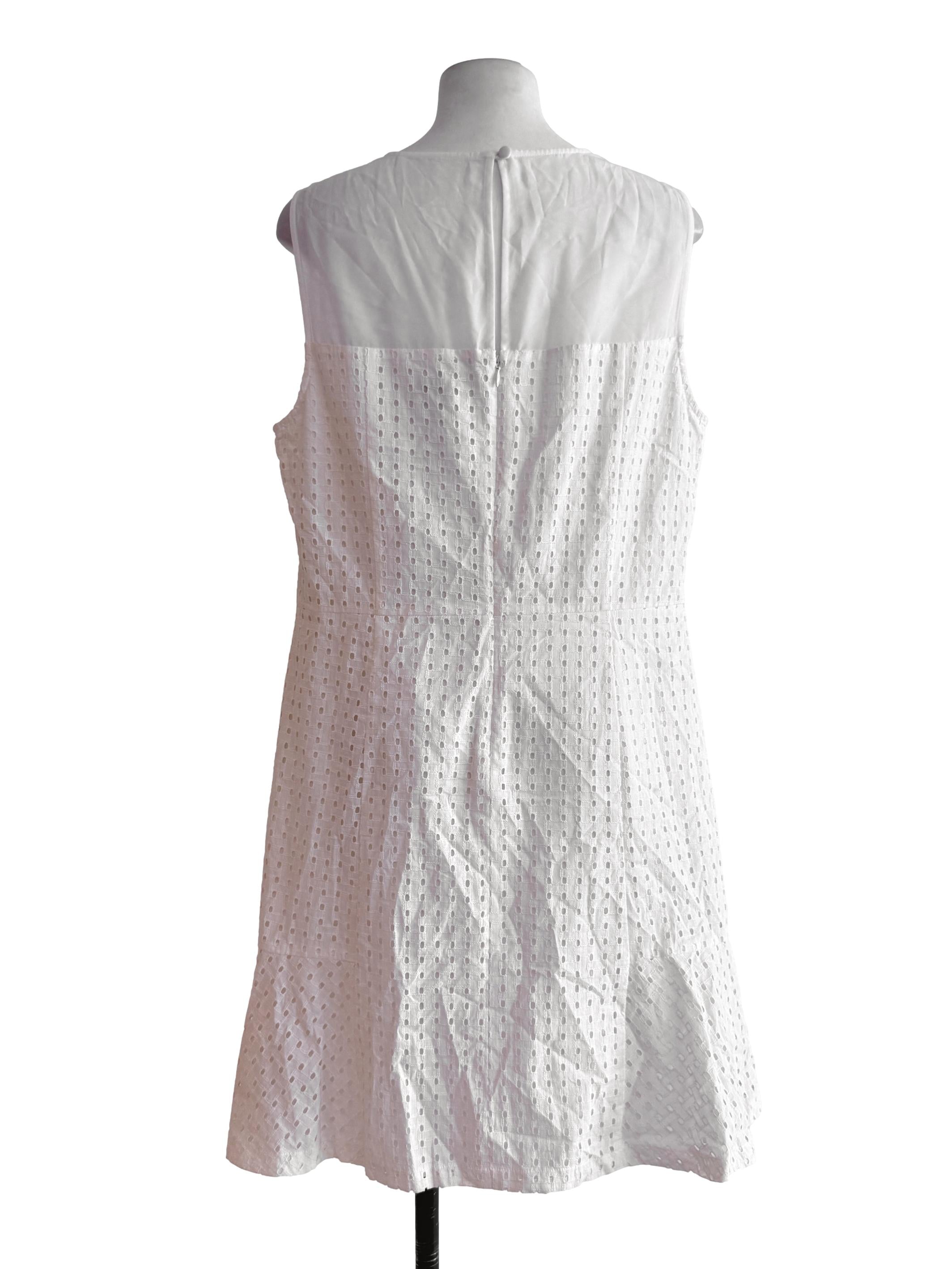 White Sleeveless Textured Dress