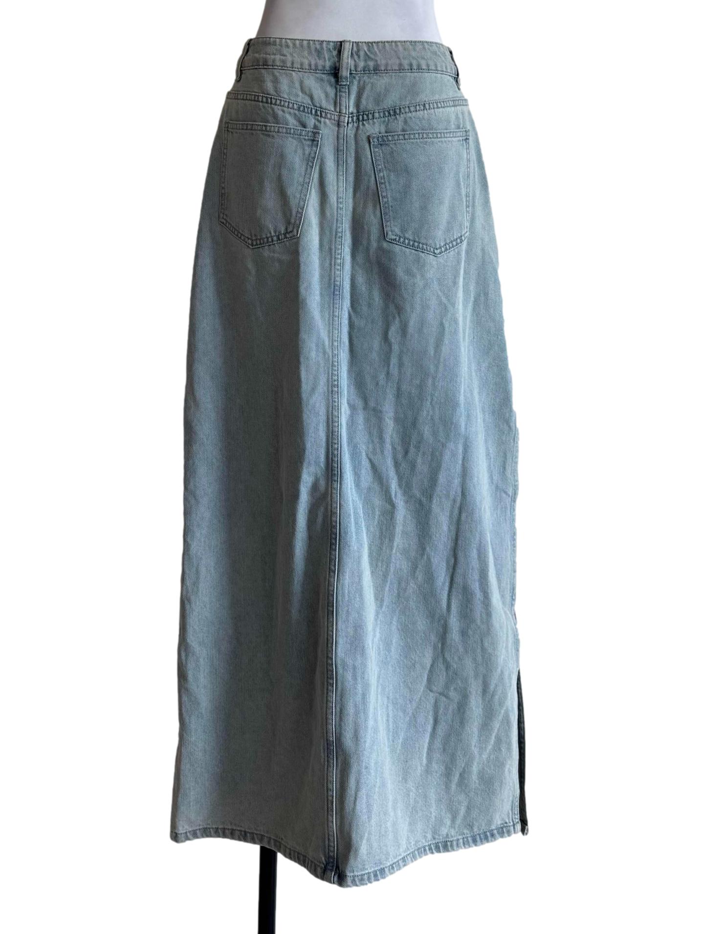 Light Wash Denim A-Line Skirt
