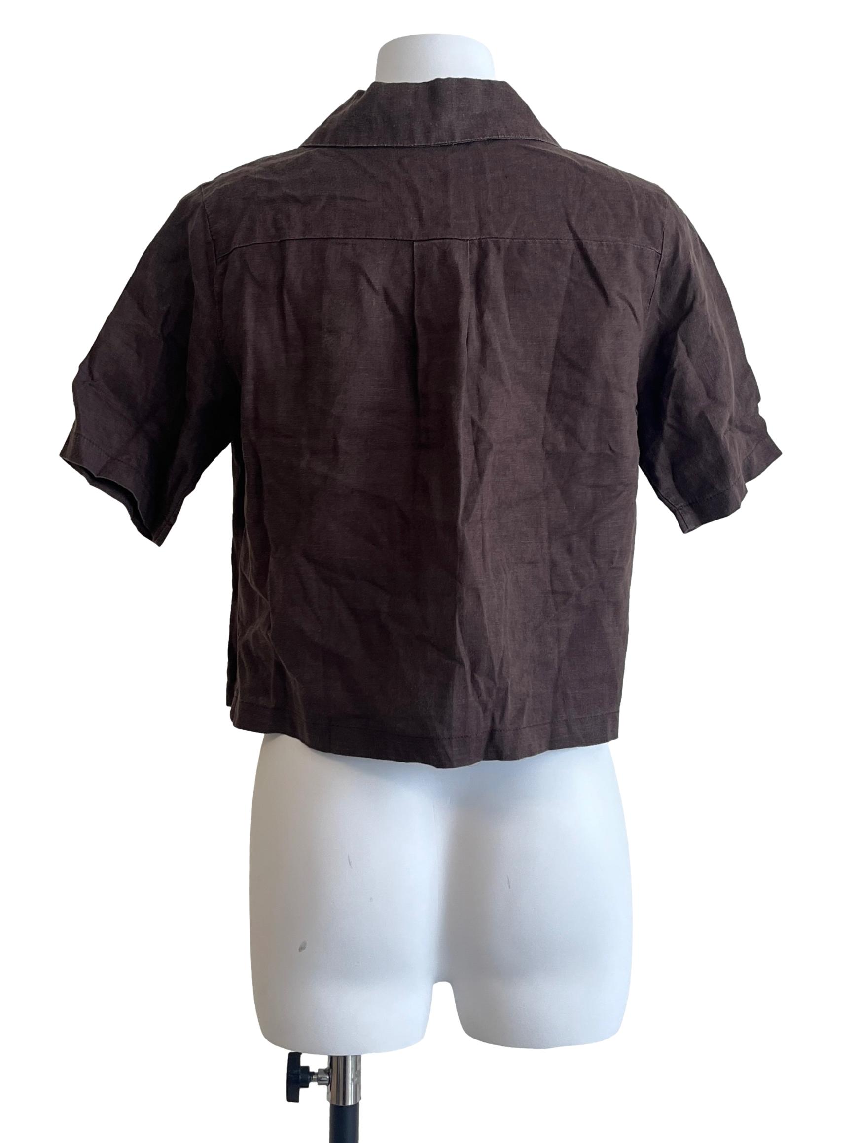 Carob Brown Short Sleeve Cropped Top