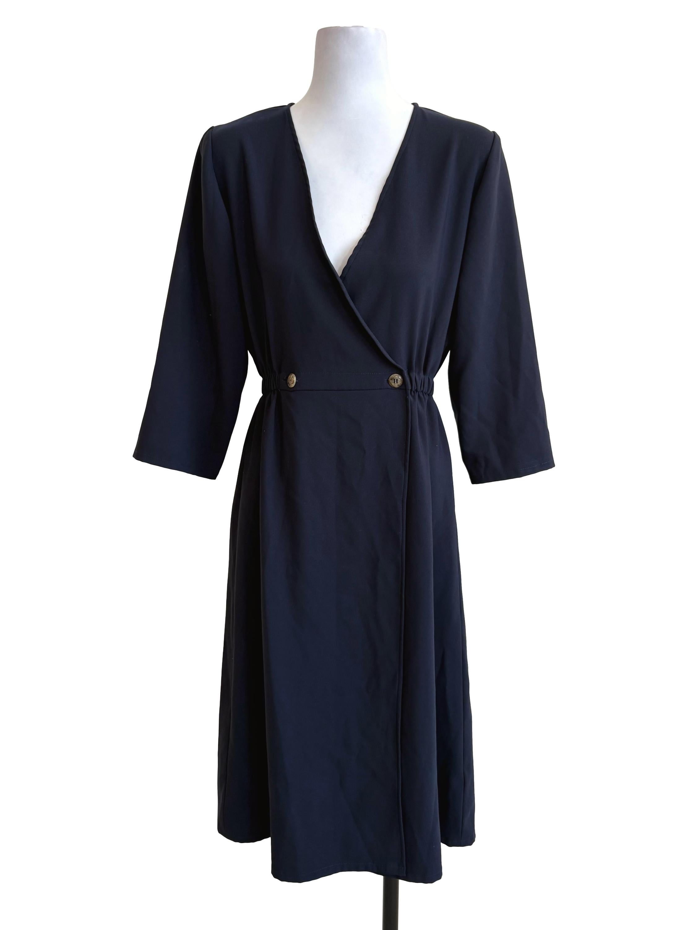 Navy Blue Wrap Dress