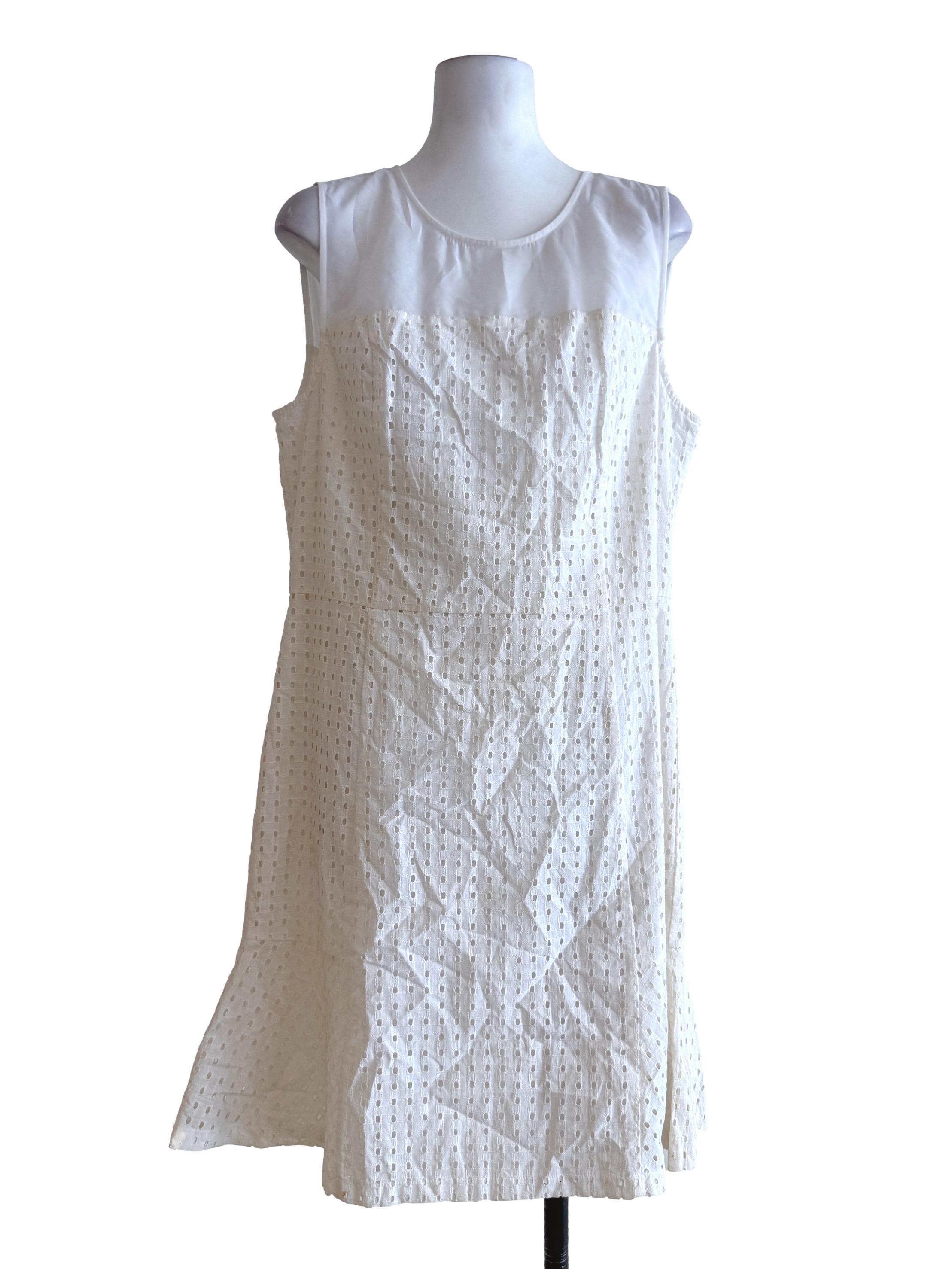 White Sleeveless Textured Dress