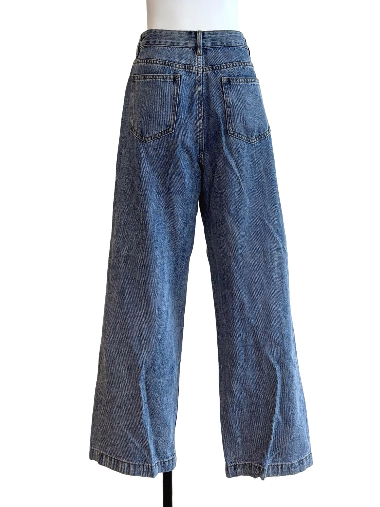 Washed Blue Wide Jeans