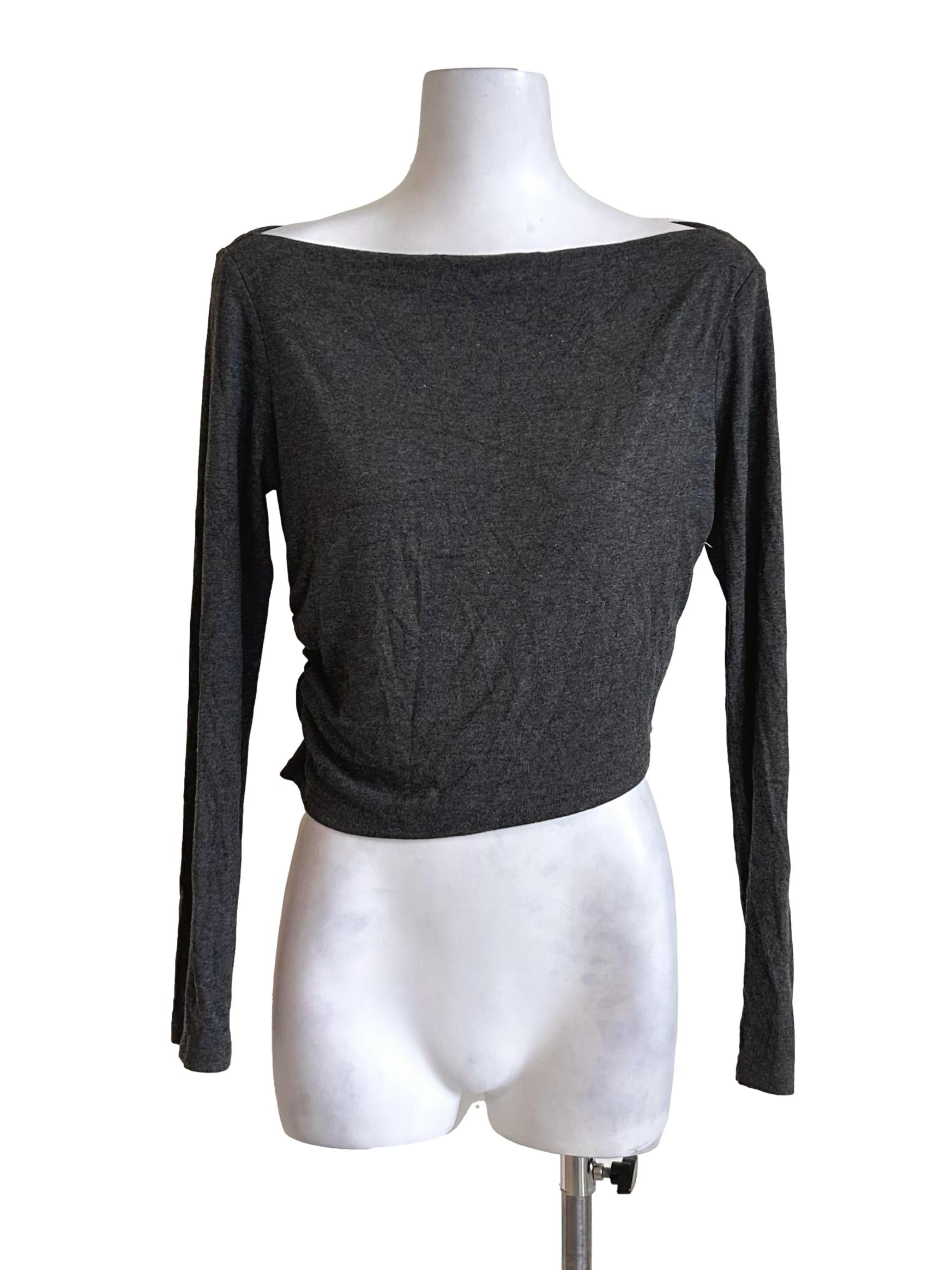 Dark Grey Boat Neck Top