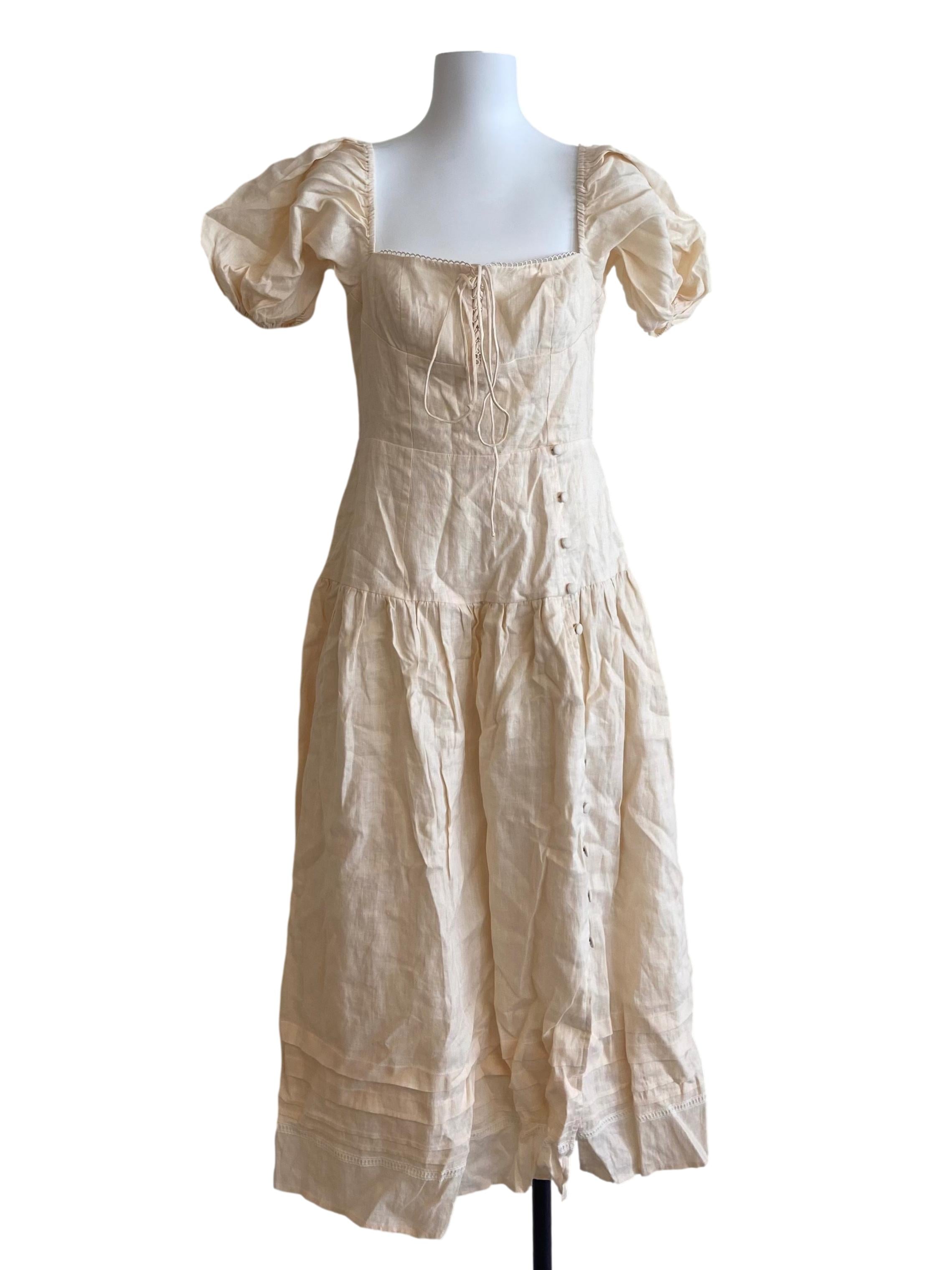Egg Shell Square Neck Button Down Dress CM