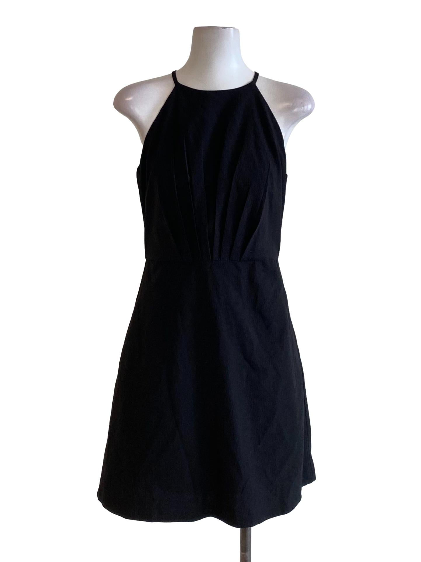 Carbon Black High Neck Halter Dress