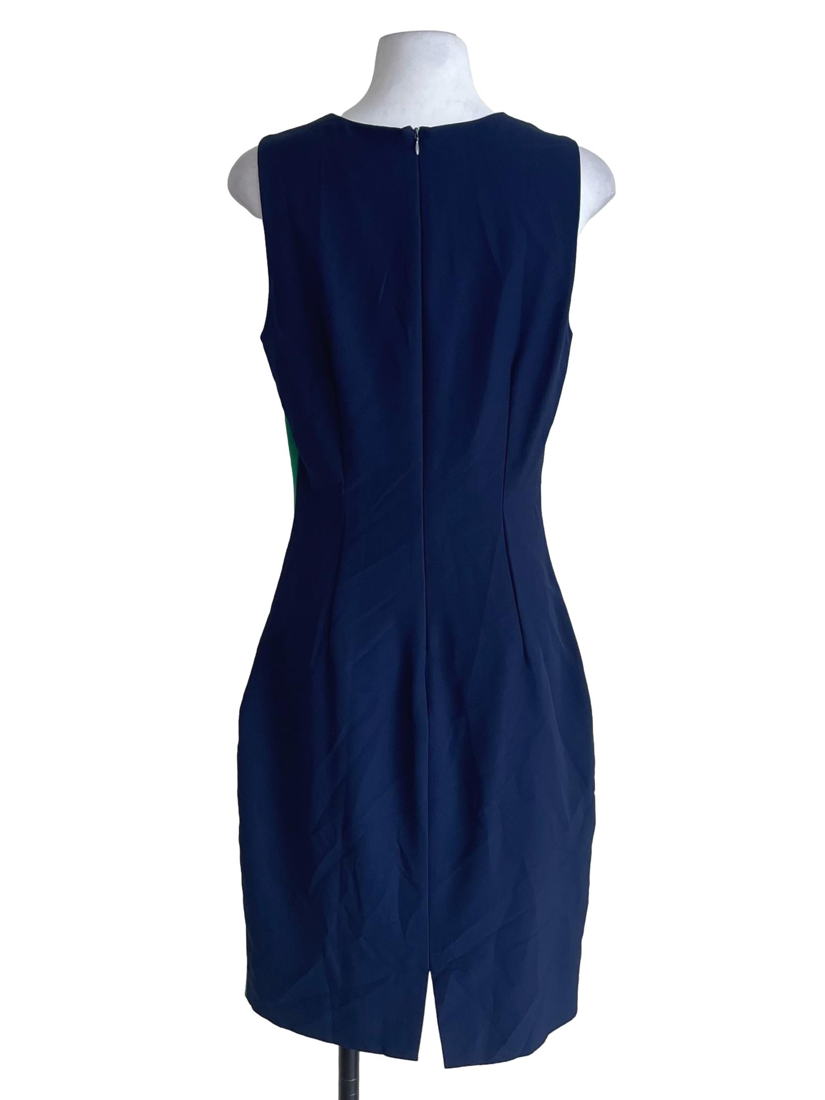 Blue And Green Sleeveless Sheath Dress