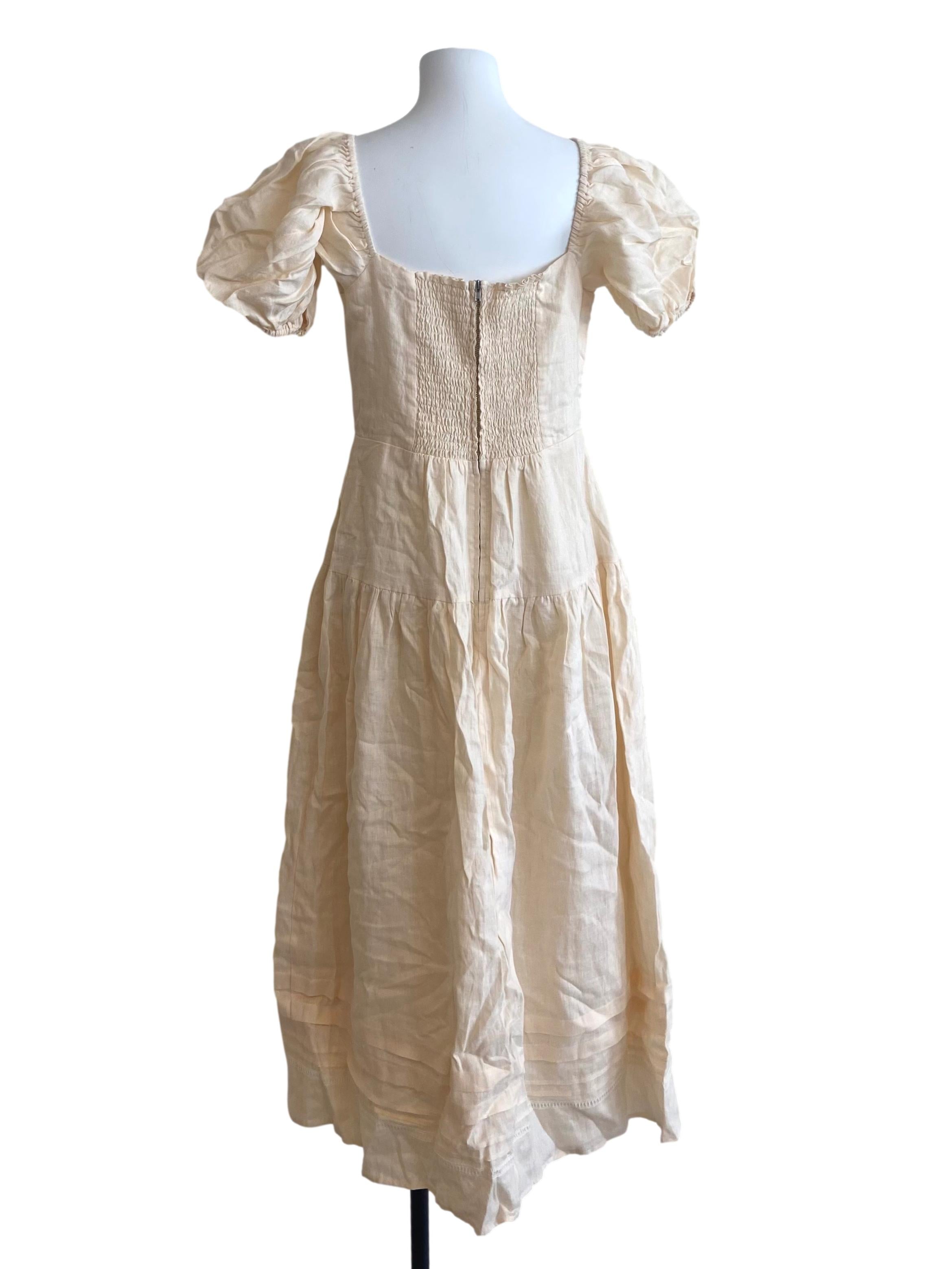 Egg Shell Square Neck Button Down Dress CM