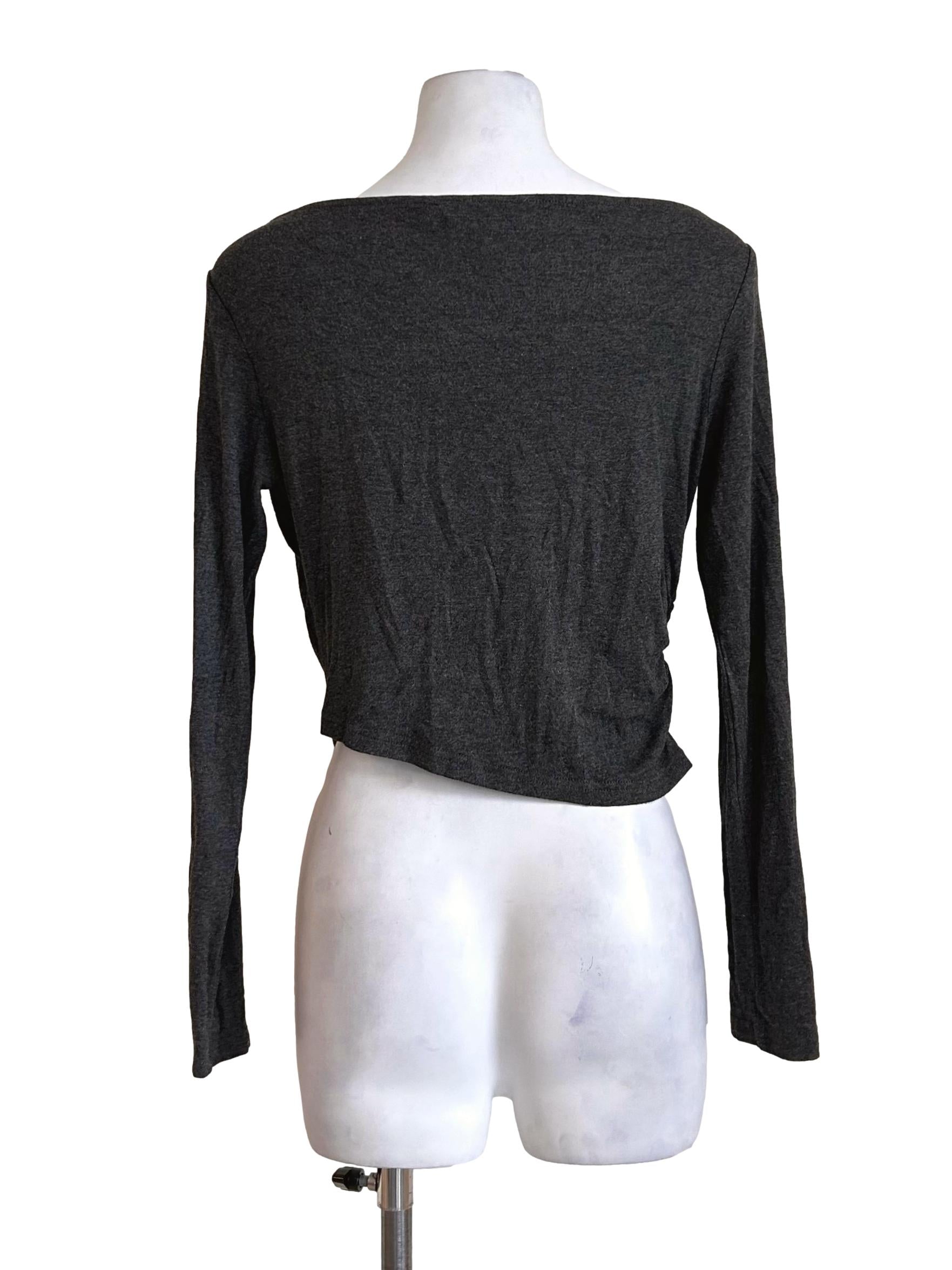 Dark Grey Boat Neck Top
