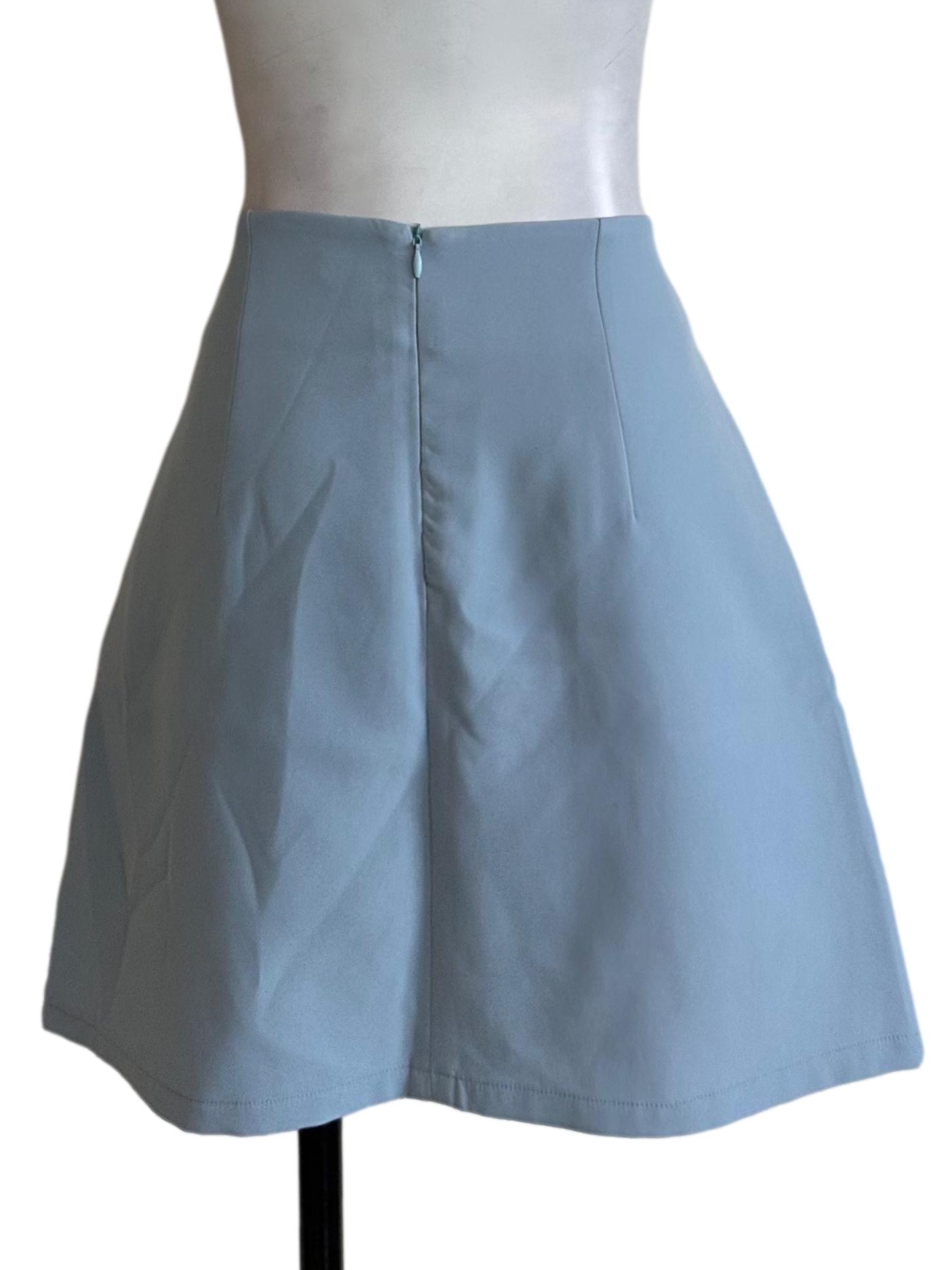 Light Blue Side Ruched Asymmetric Skorts