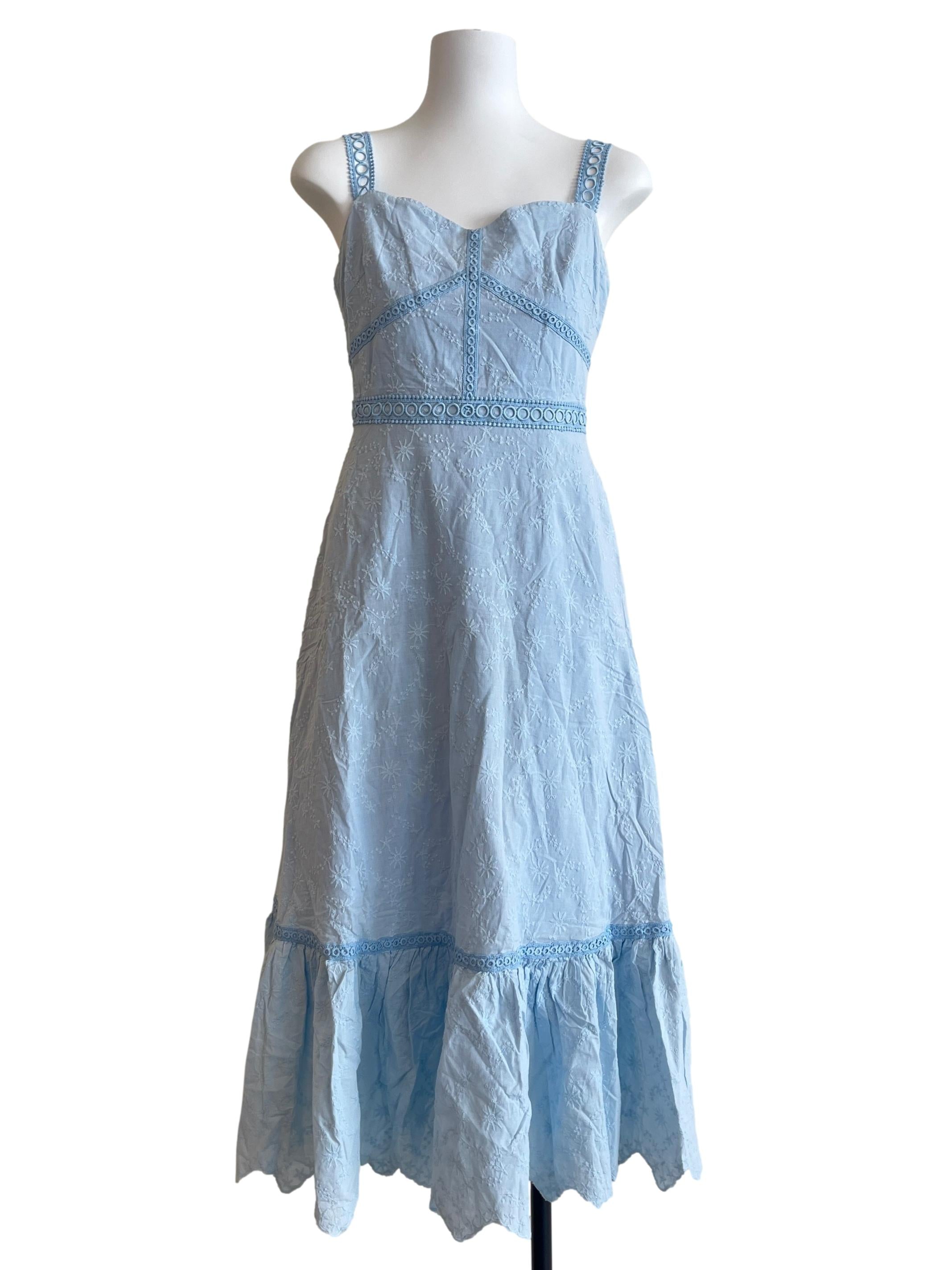 Sky Blue Sweetheart Lace Hem Dress