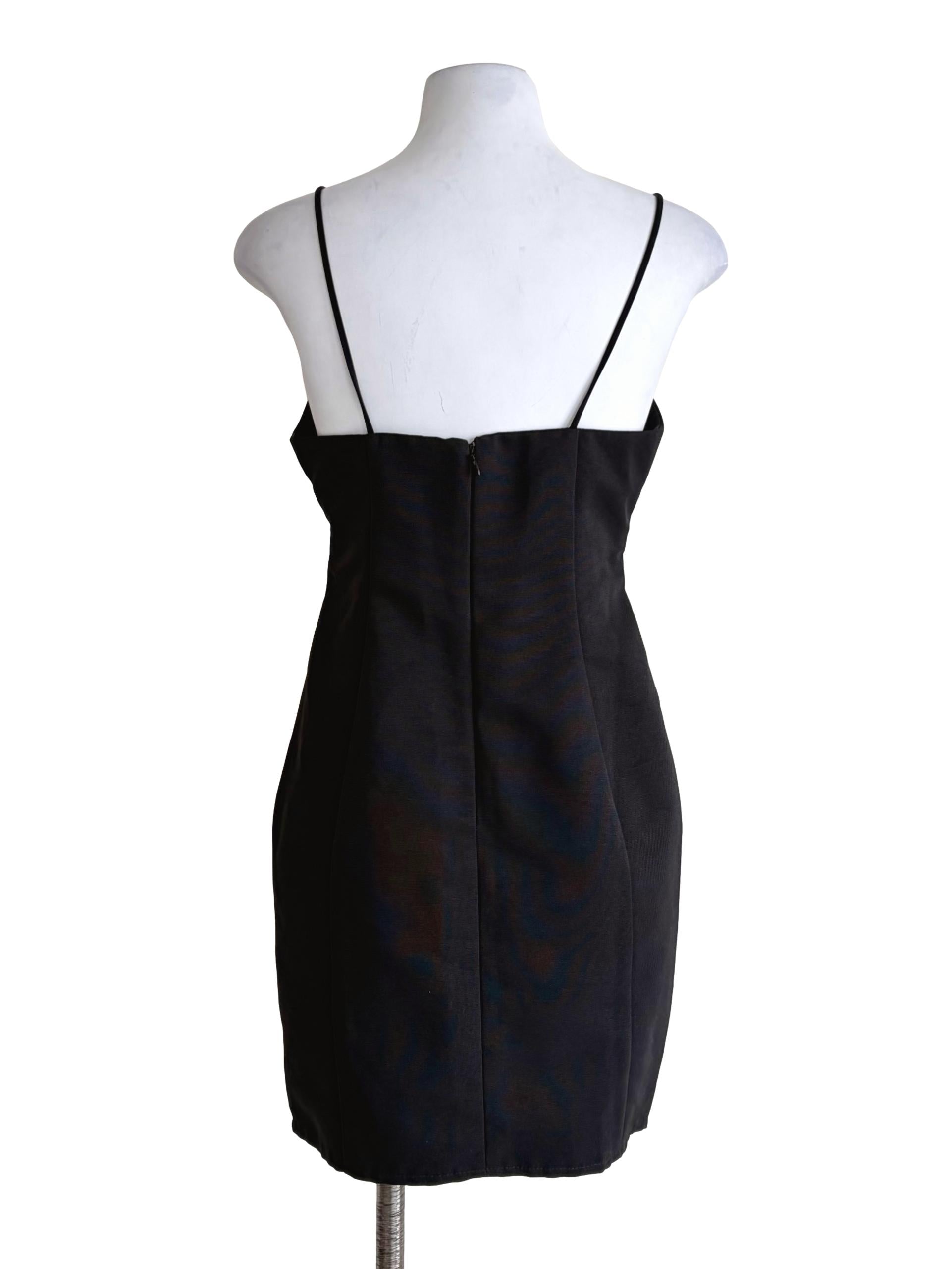 Charcoal Black Fitted Low-Slit Dress