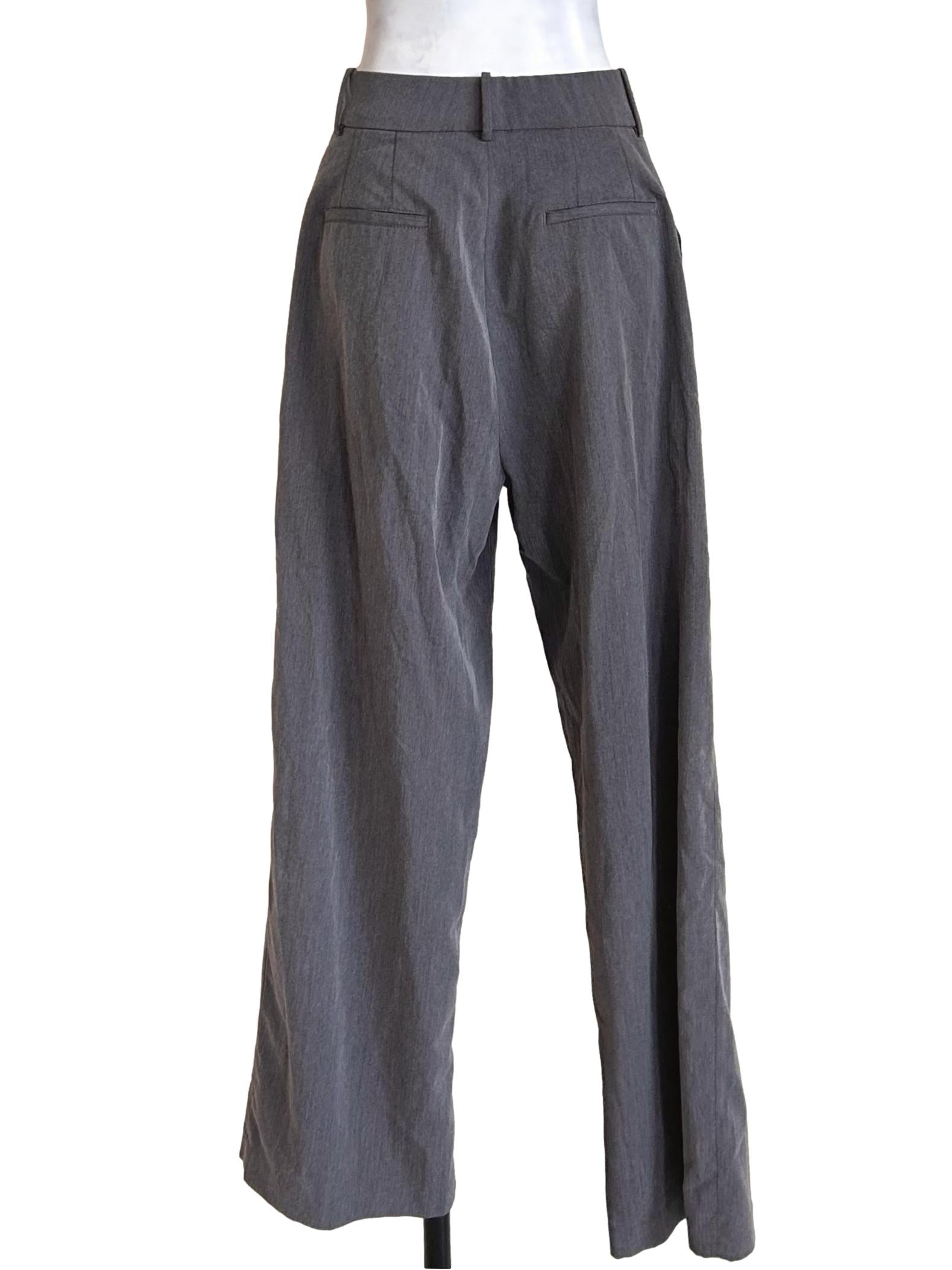 Charcoal Grey Pleated Wide Trousers