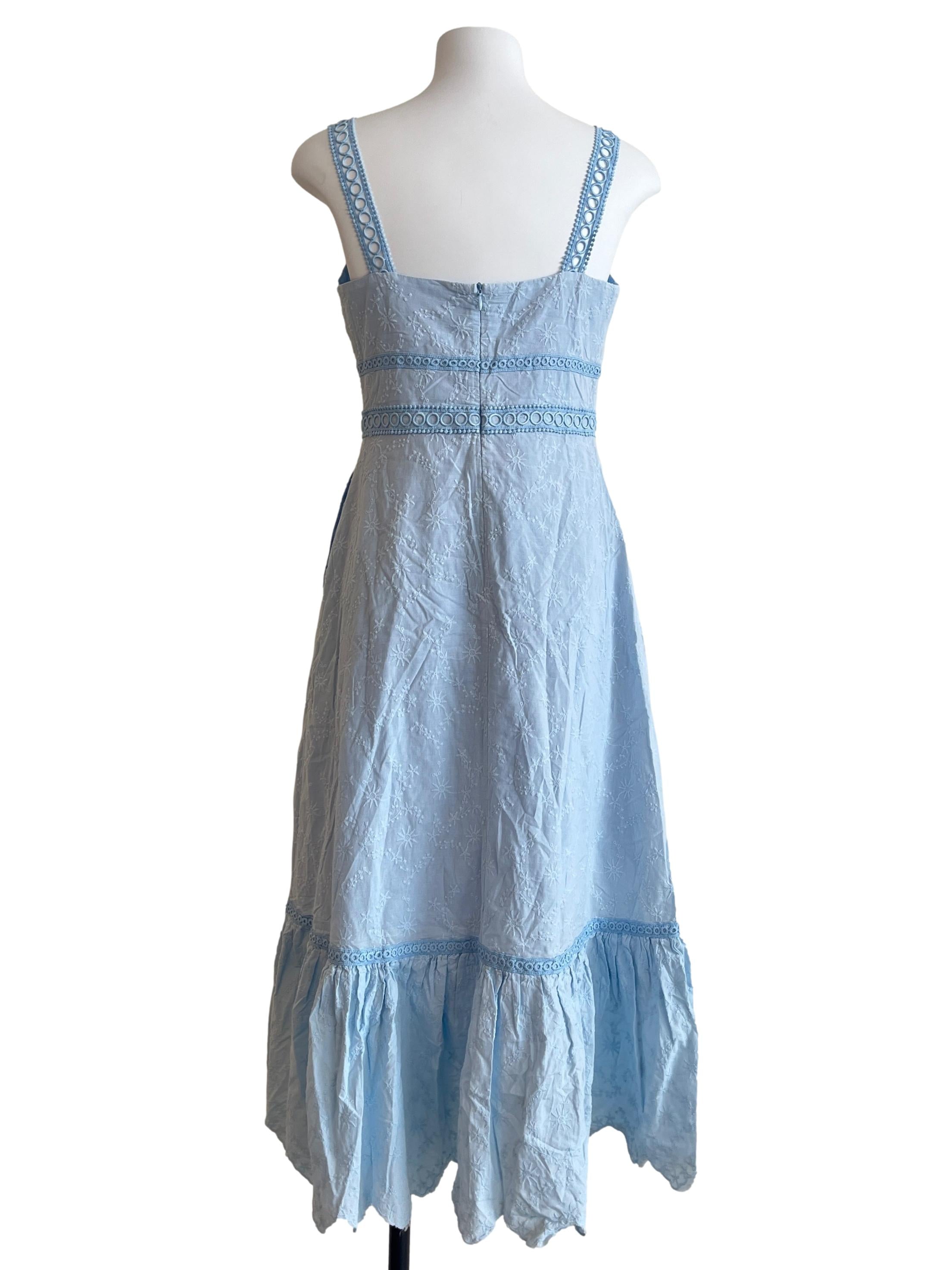 Sky Blue Sweetheart Lace Hem Dress