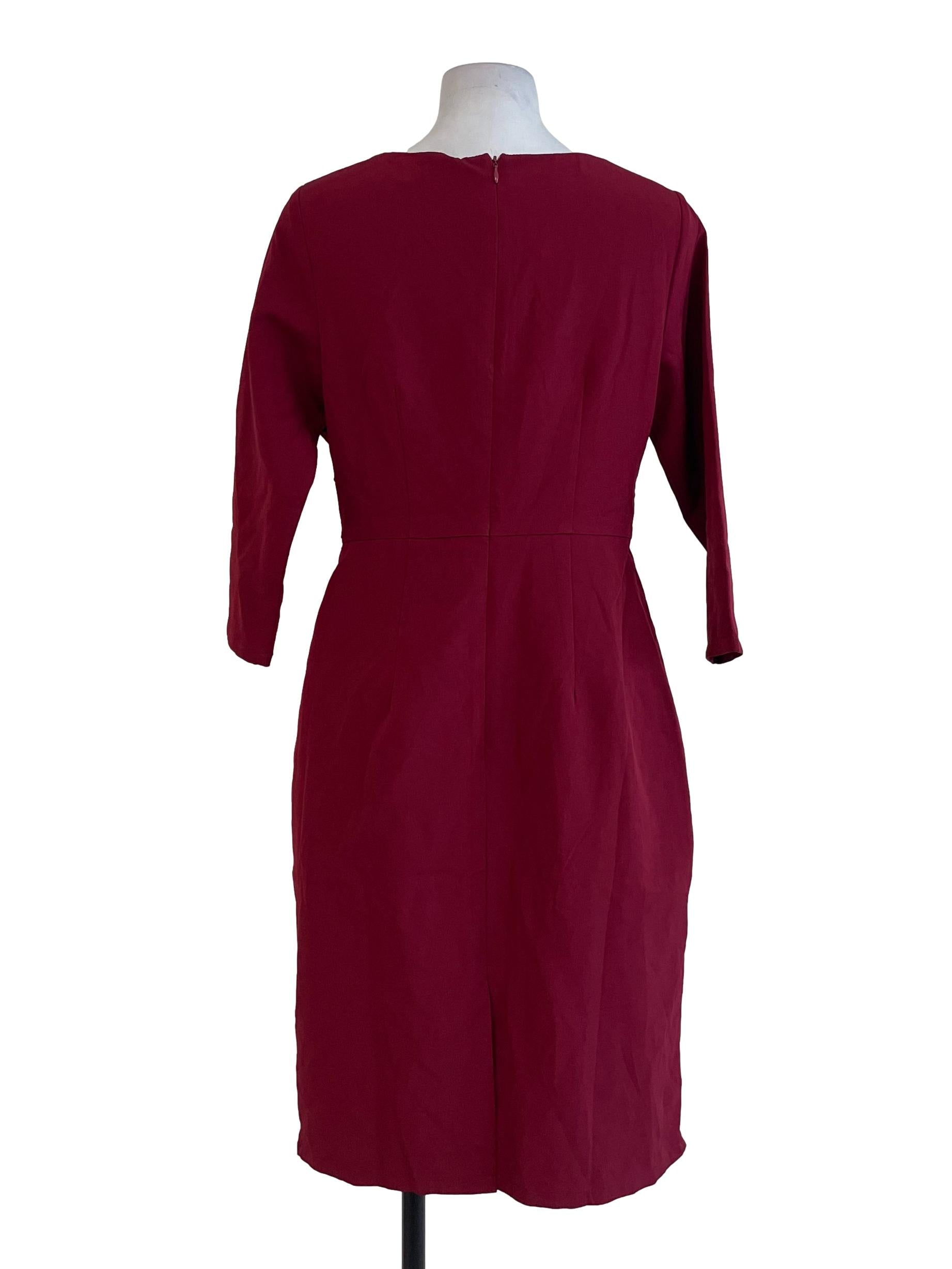 Wine Red Belt  A Line Dress
