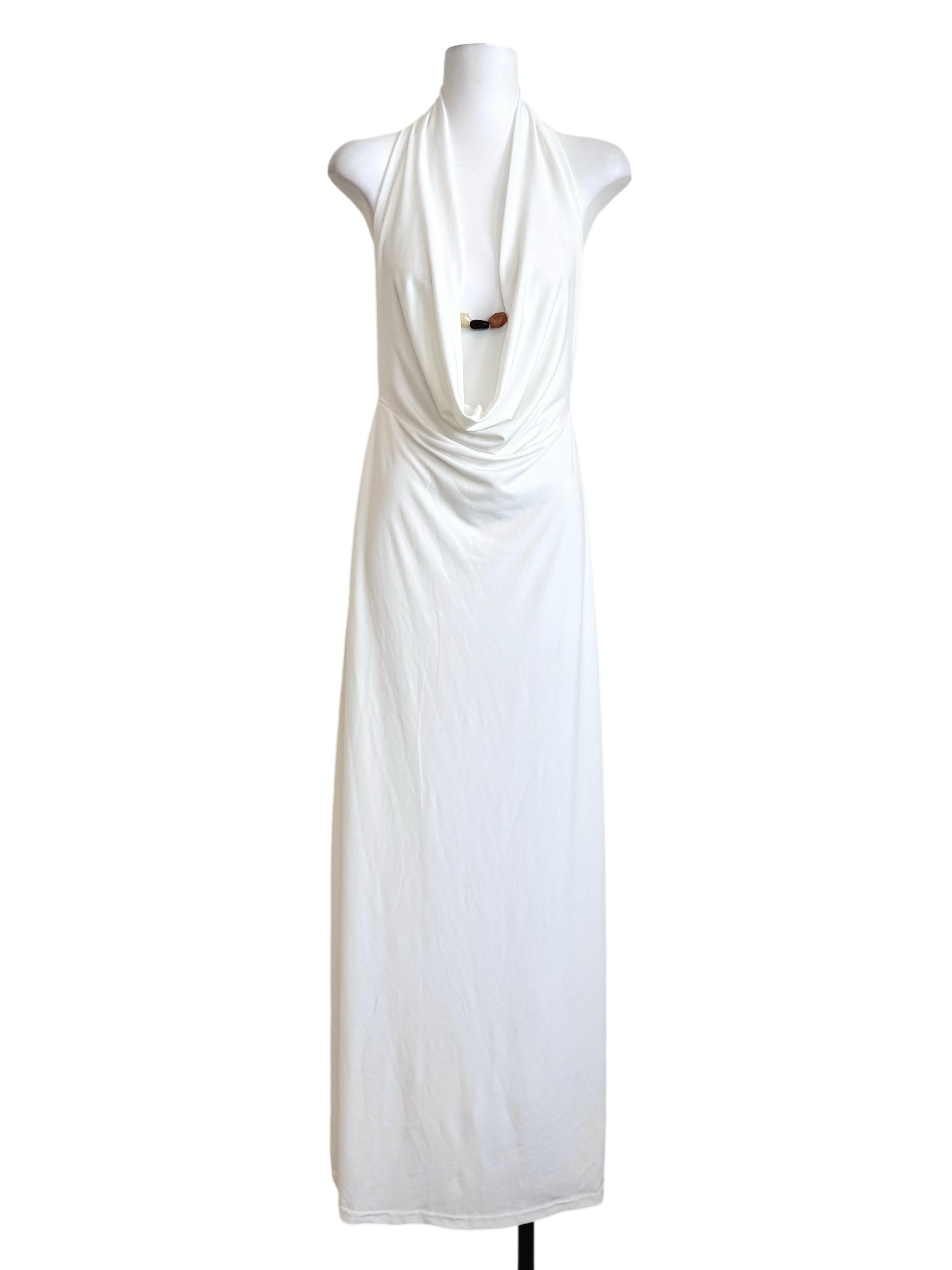 White Halter Neck Dress