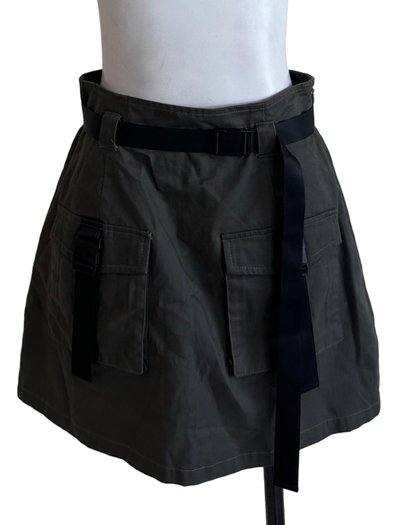 Moss Grey Pocket Belt Strap Skorts