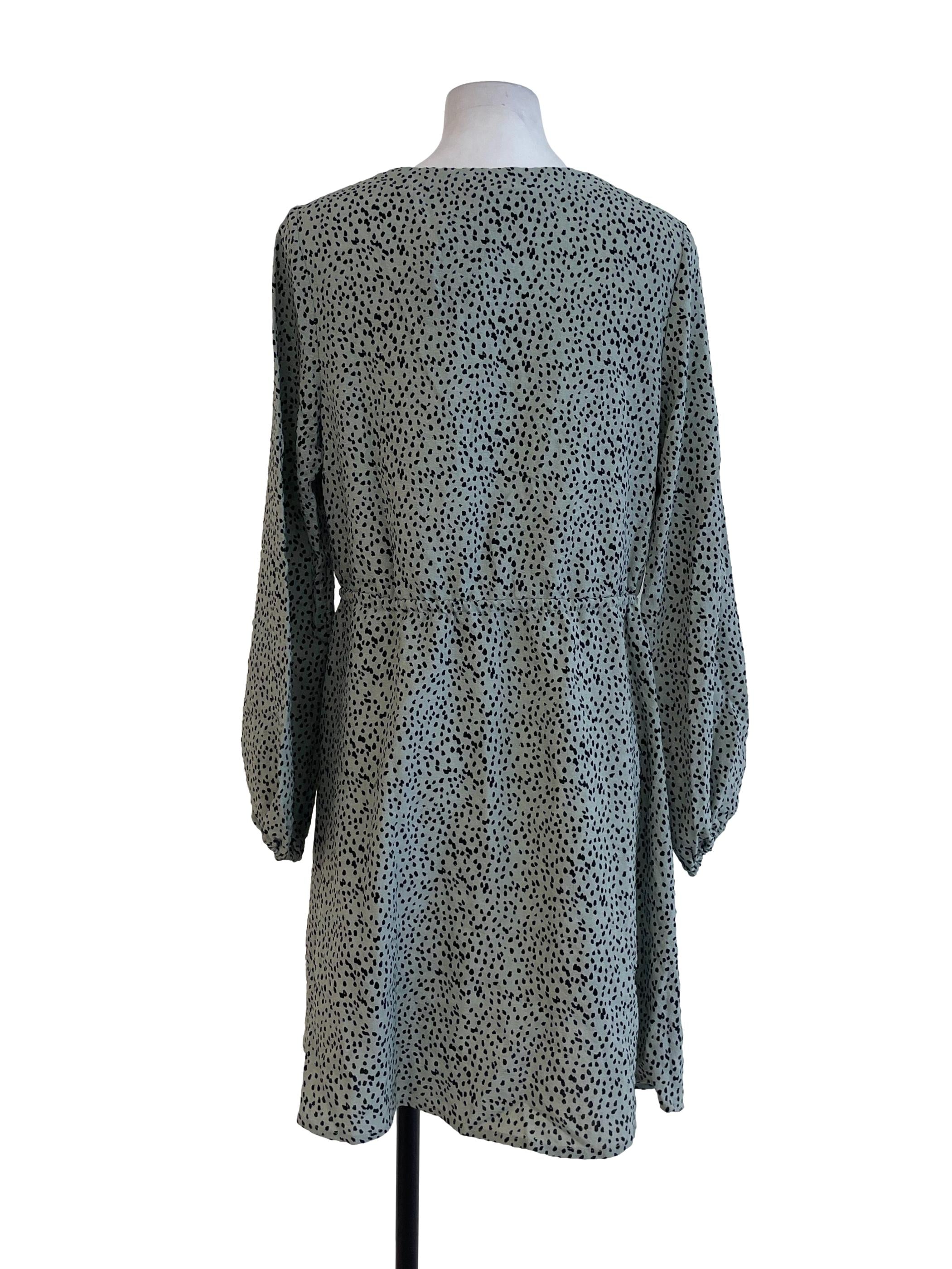 Sage Green Dots A Line Dress