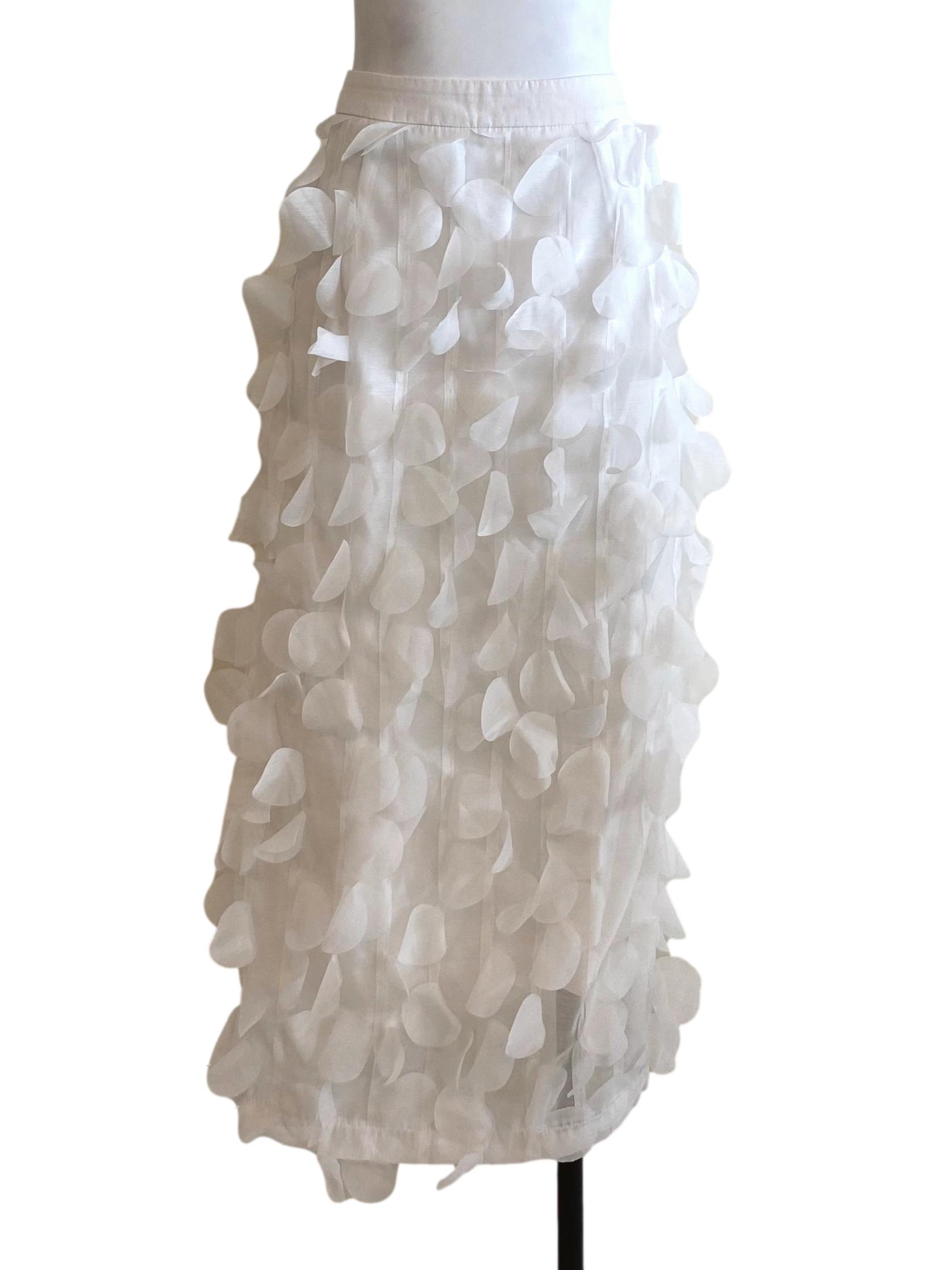 Daisy White Clear Linen Loose Pattern Skirt