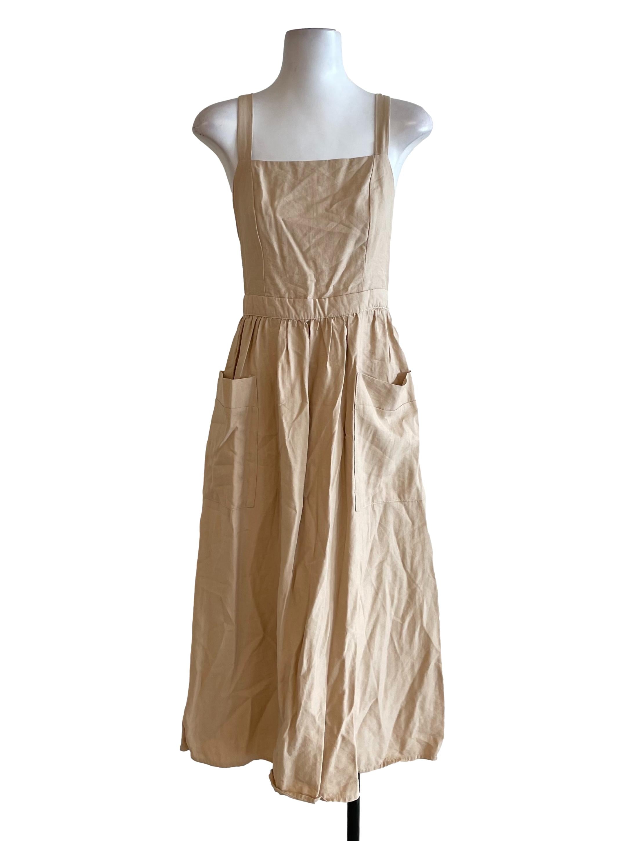 Beige Crossed Straps Bouffant Dress TEM